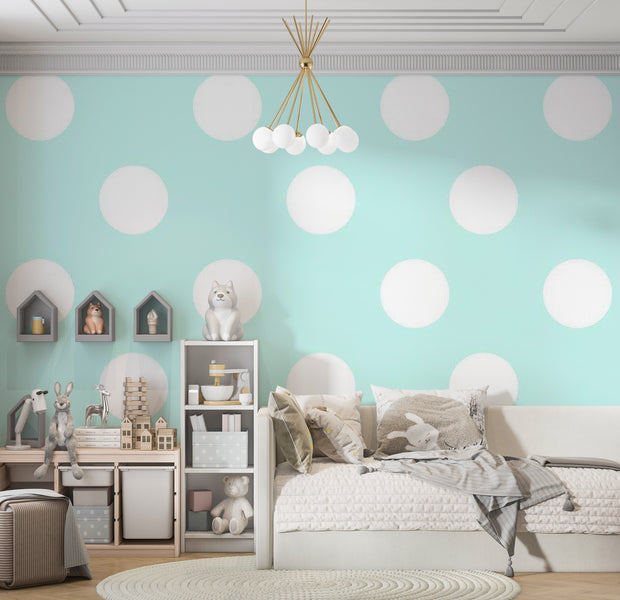 Abstract Wallpaper Wall Mural - Sky Blue Dots 39"Wx27"H