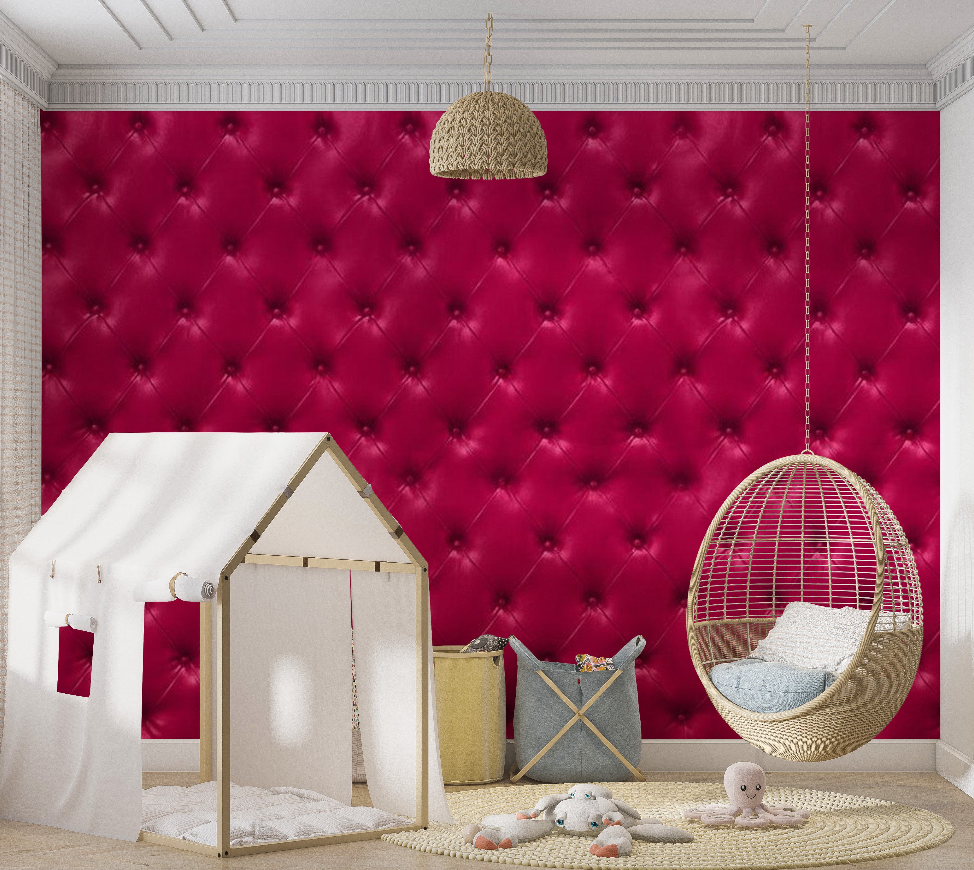 Background & Patterns Wallpaper Wall Mural - Fuchsia Chesterfield Pattern 39"Wx27"H