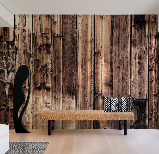 Background & Patterns Wallpaper Wall Mural - Old Wooden Barn Planks 39"Wx27"H