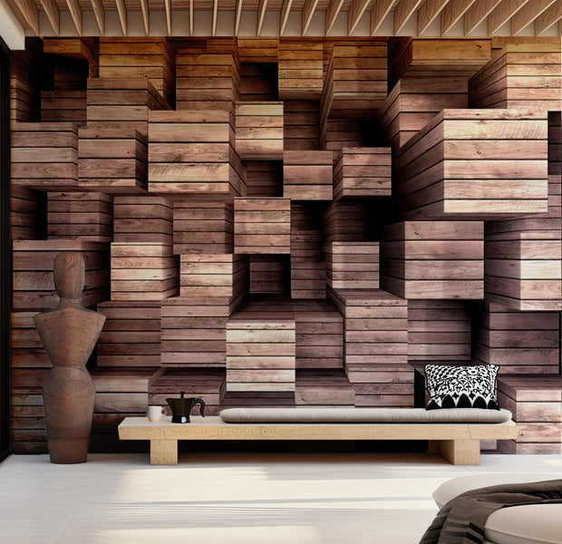 Background & Patterns Wallpaper Wall Mural - Wooden Finesse 39"Wx27"H