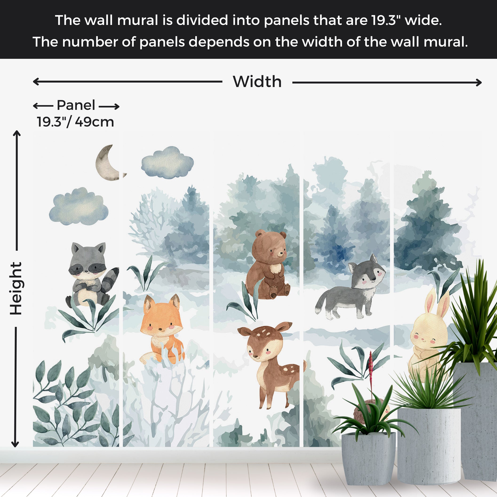 Peel & Stick Kids Wall Mural - Animals in a Forest 38"Wx27"H