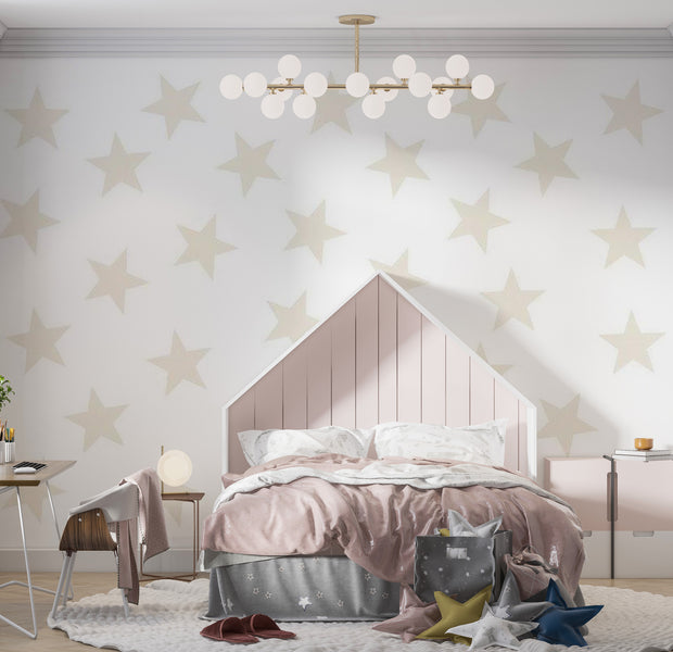 Abstract Wallpaper Wall Mural - Beige Star 39"Wx27"H