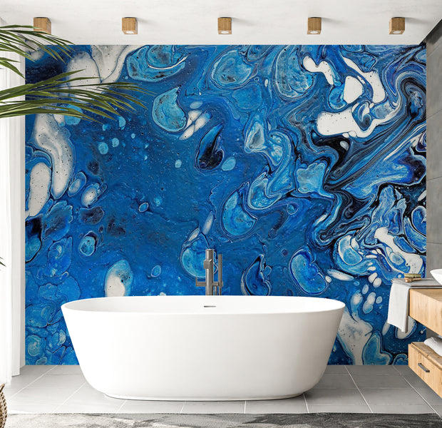Abstract Wallpaper Wall Mural - Blue Stream 39"Wx27"H