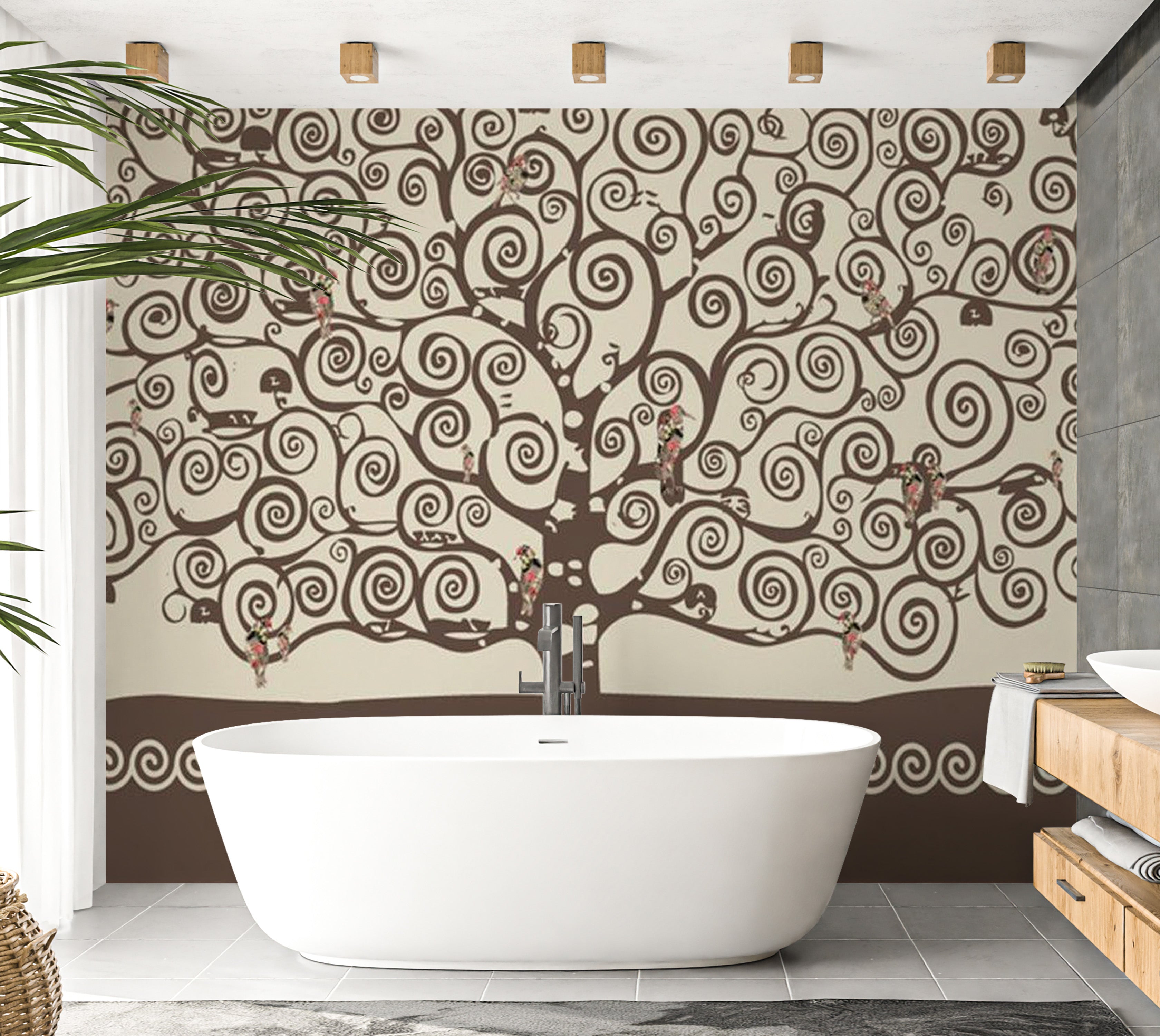 Abstract Wallpaper Wall Mural - Spiral Branches 118"Wx90"H