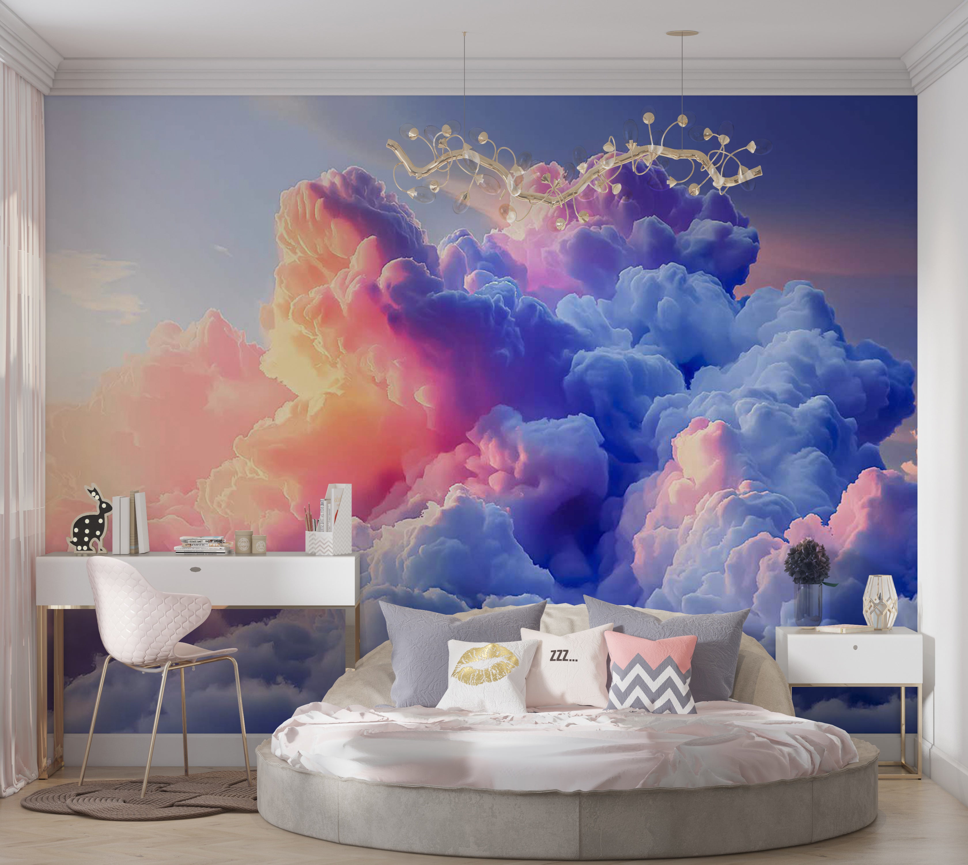 Peel & Stick Wall Mural - Artistic Clouds 38"Wx27"H