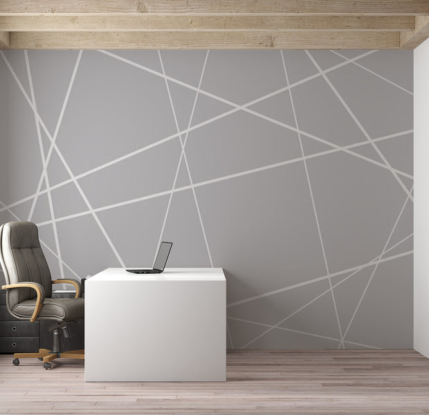 Peel & Stick Wall Mural - White Lines Cobweb 38"Wx27"H