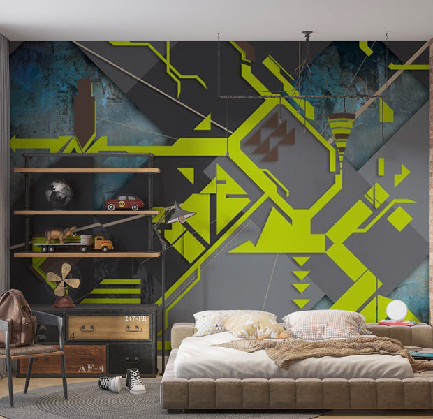 Abstract Wallpaper Wall Mural - Dynamic Paths 118"Wx90"H