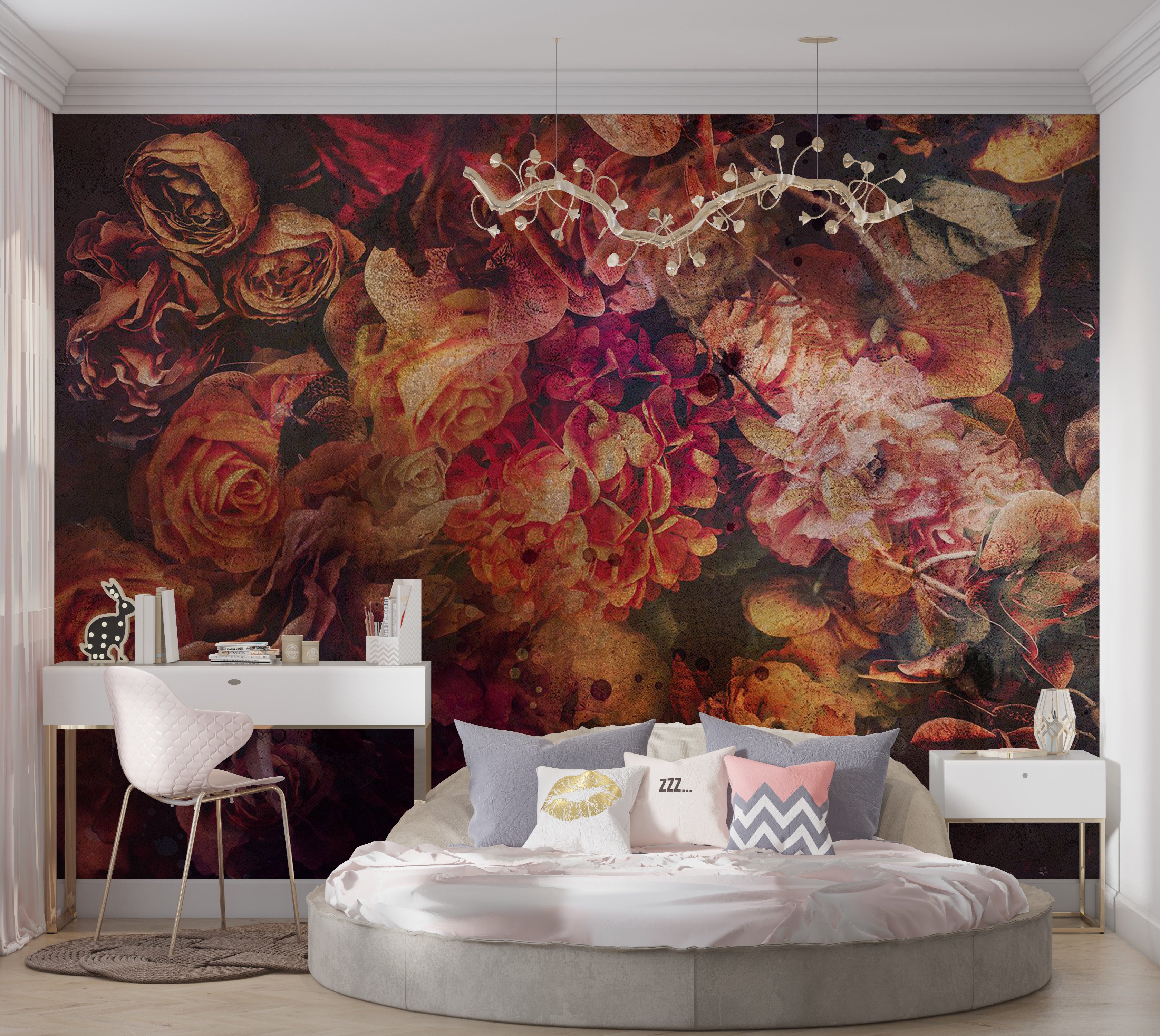 Peel & Stick Floral Wall Mural - Vintage Flowers 38"Wx27"H