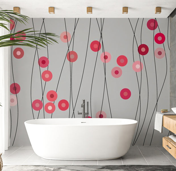 Abstract Wallpaper Wall Mural - Rosy Buttons 118"Wx90"H