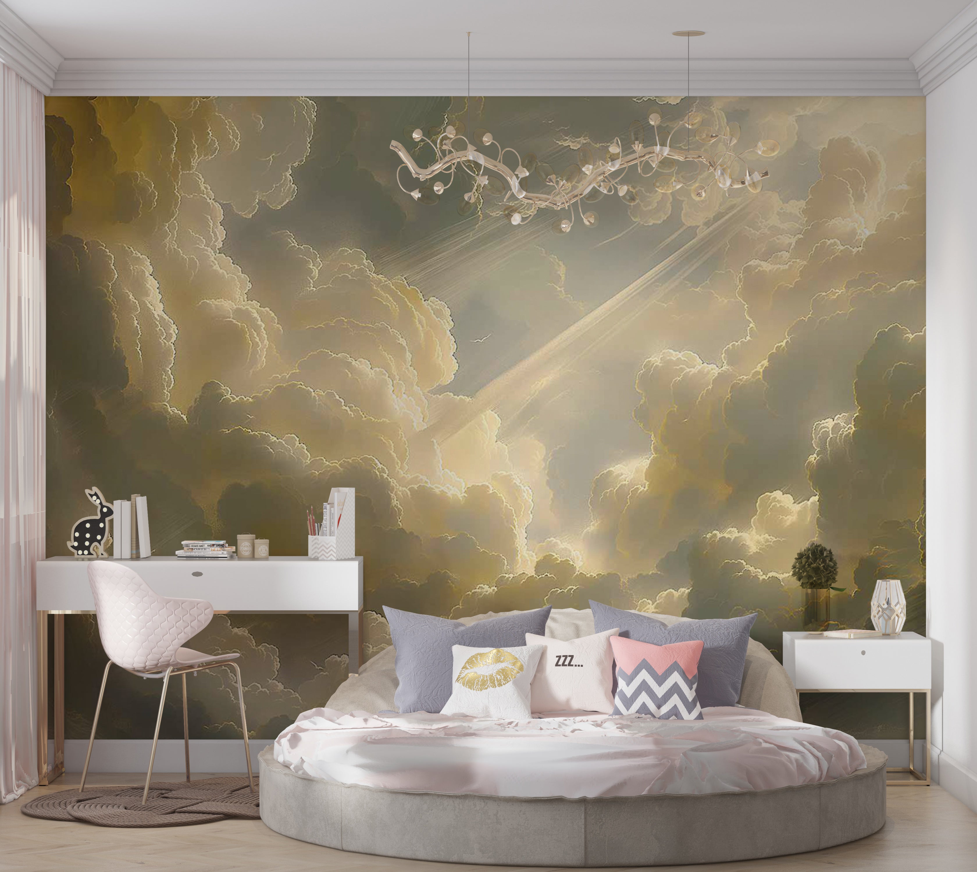 Peel & Stick Wall Mural - Cloudy Morning Sunshine 38"Wx27"H