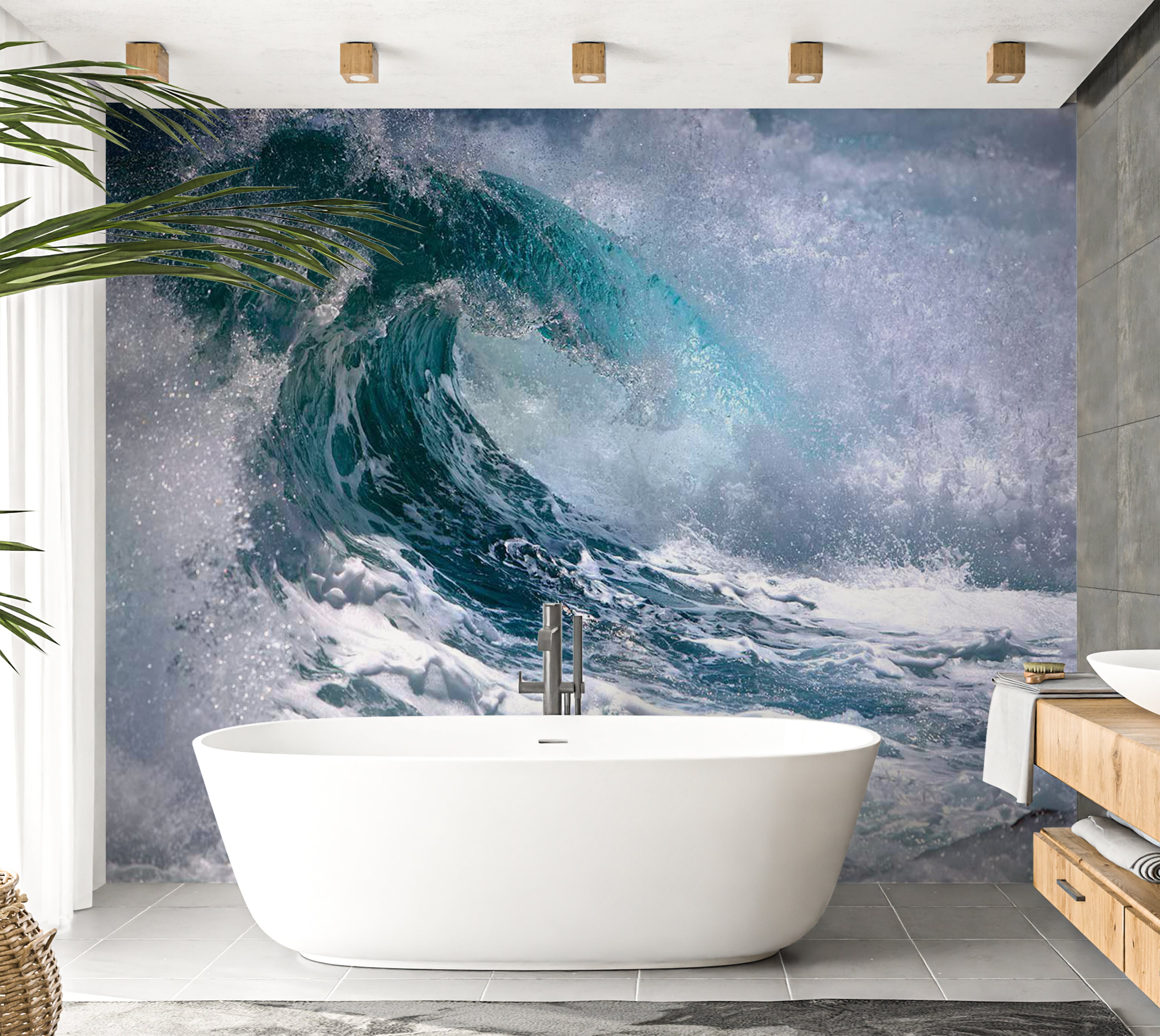 Peel & Stick Landscape Wall Mural - Ocean Wave 38"Wx27"H