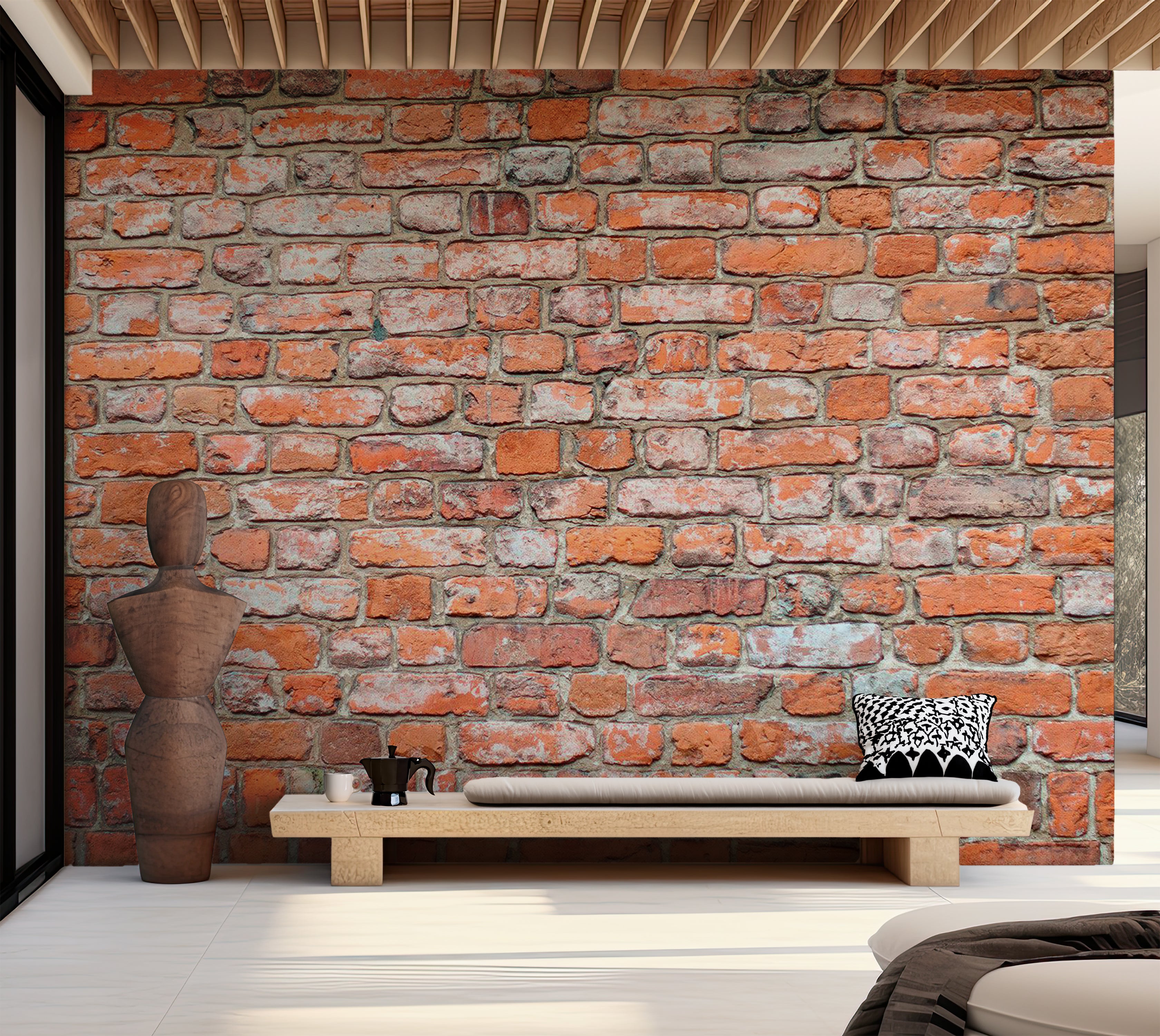 Peel & Stick Wall Mural - Red Brick Loft Wall 38"Wx27"H