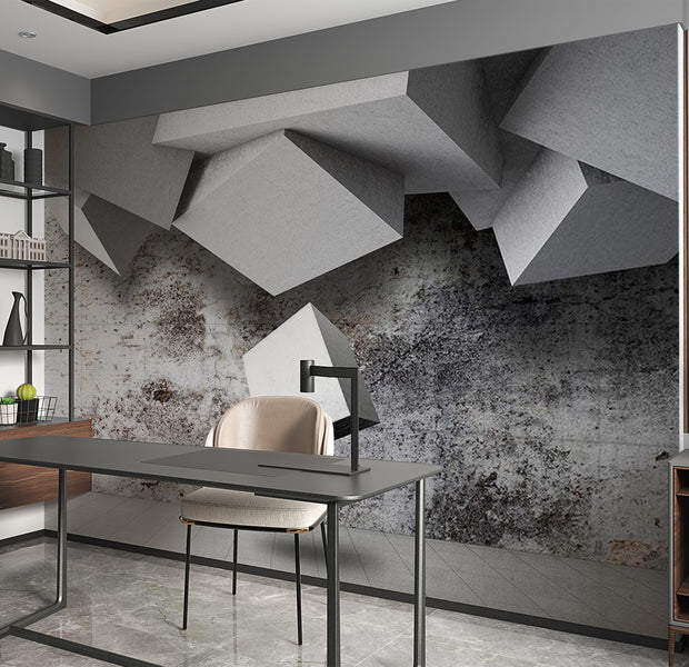 Background & Patterns Wallpaper Wall Mural - Blocks and Concrete Wall 39"Wx27"H