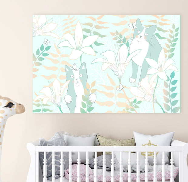 Cartoon Canvas Wall Art - Cat Matters Pastel