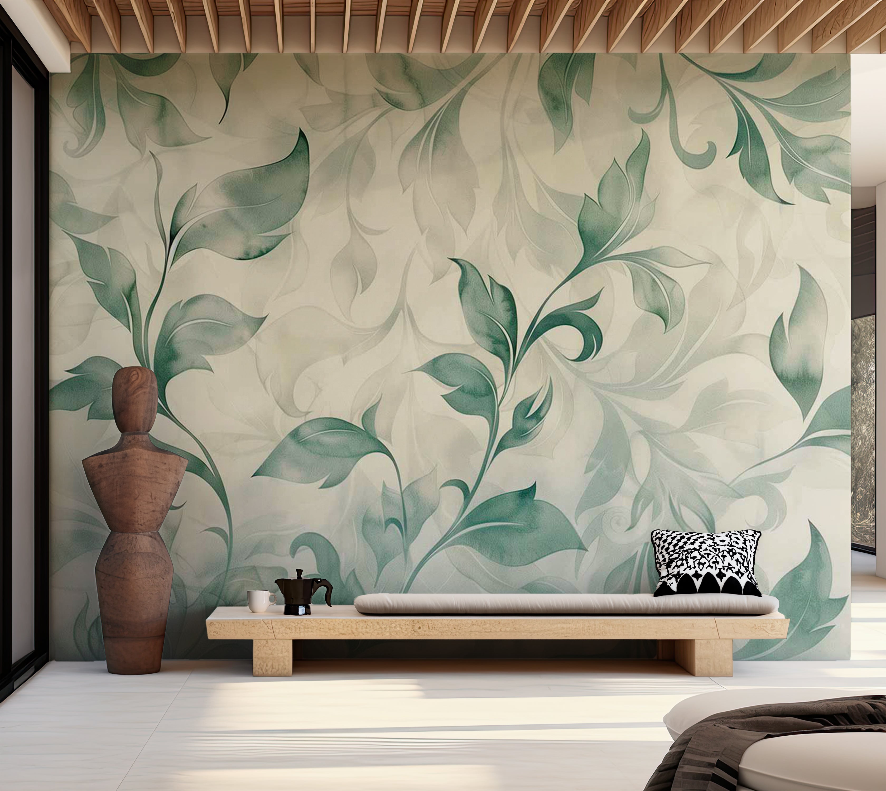 Peel & Stick Floral Wall Mural - Watercolor Botanical Motif 38"Wx27"H