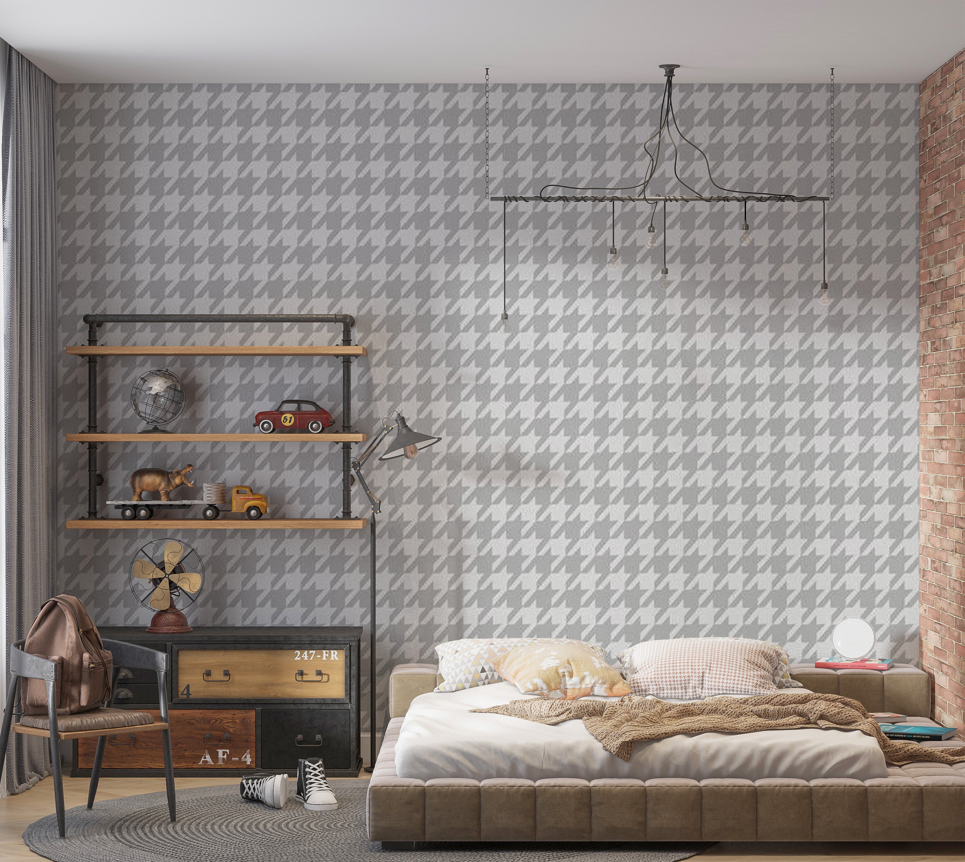 Abstract Wallpaper Wall Mural - Dogtooth Check 39"Wx27"H