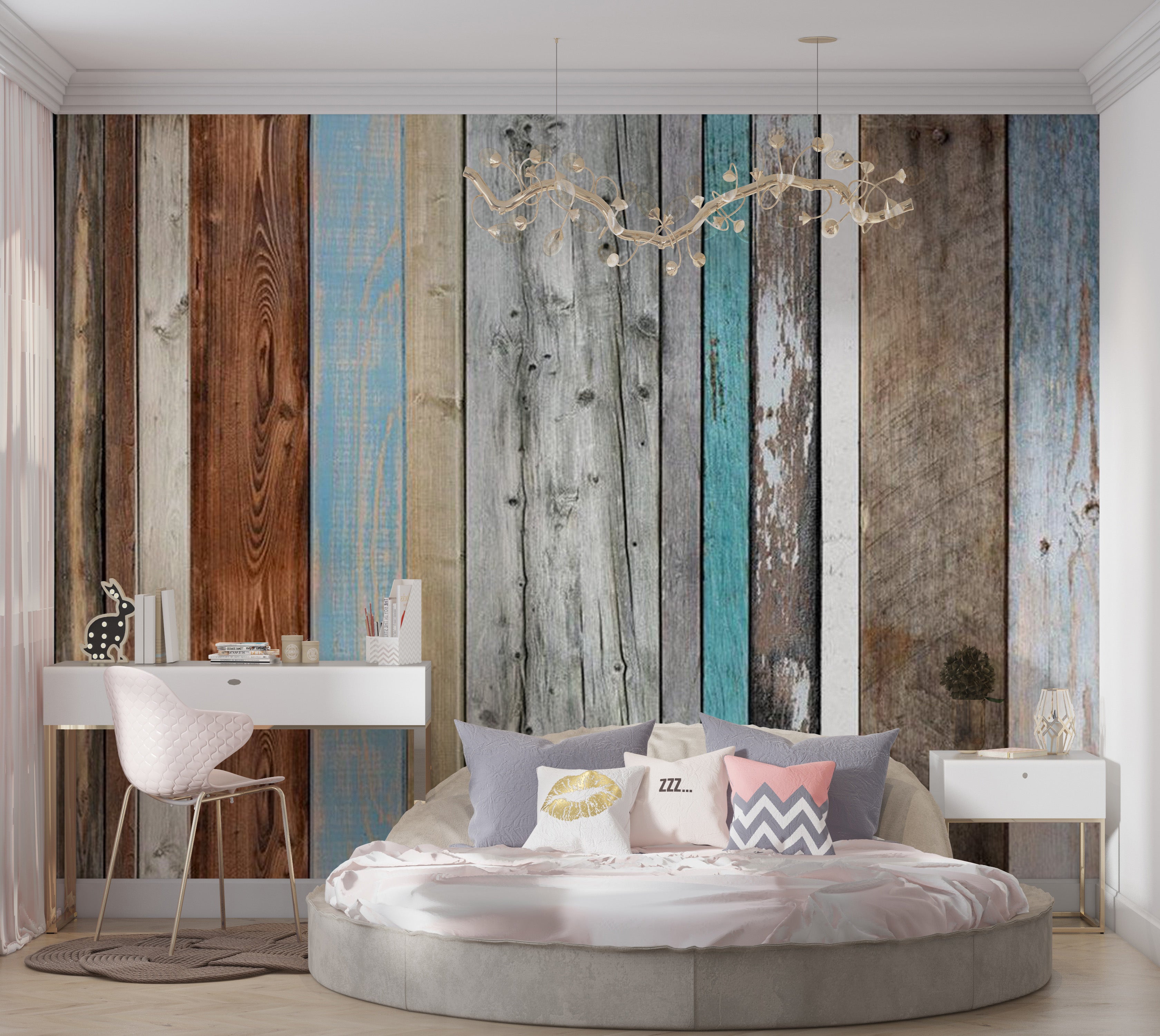 Background & Patterns Wallpaper Wall Mural - Mixed Distressed Wood 39"Wx27"H