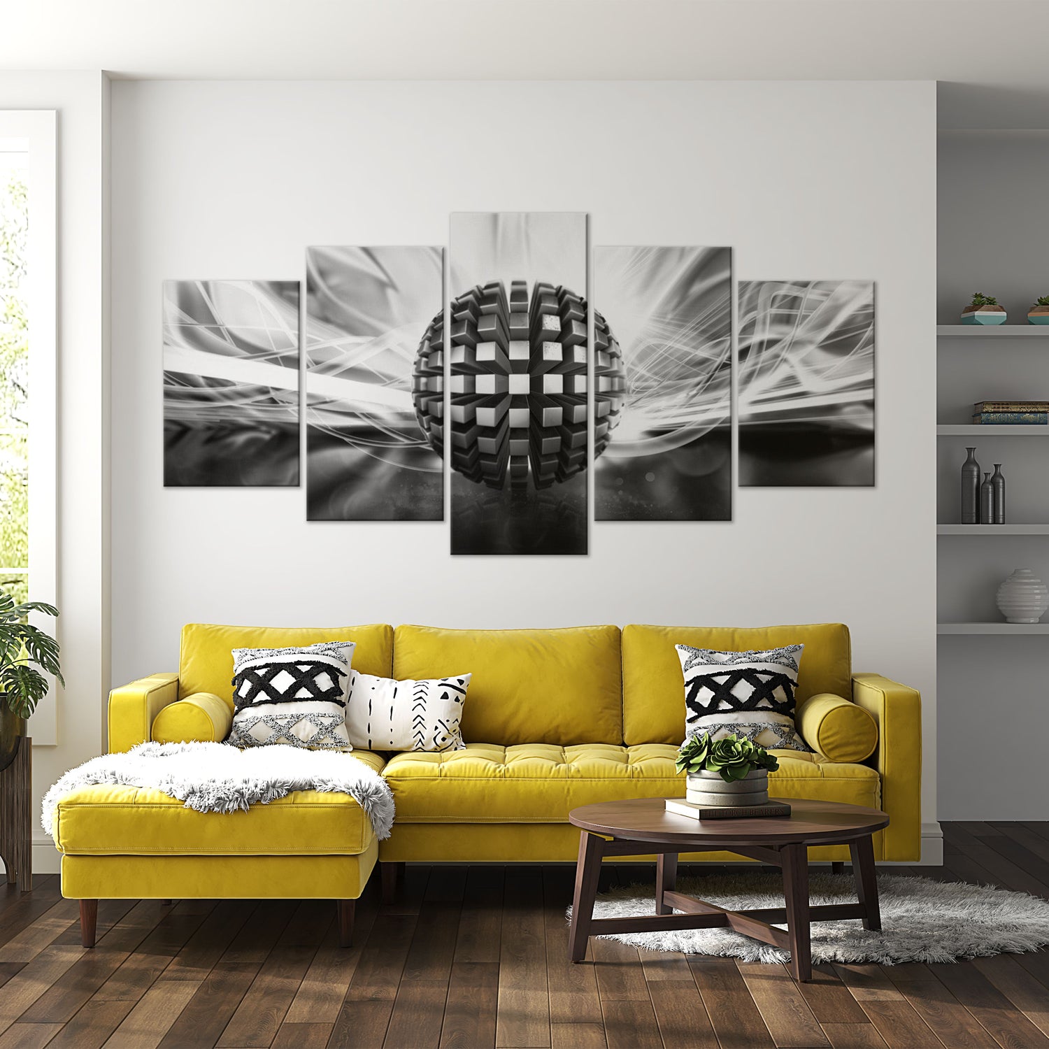 Abstract Canvas Wall Art - Metal Ball - 5 Pieces