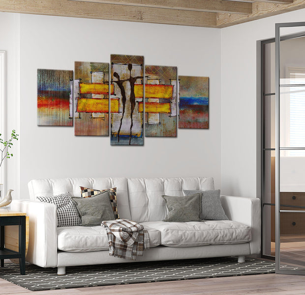 Abstract Canvas Wall Art - Poem About Love - 5 Pieces