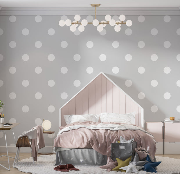 Abstract Wallpaper Wall Mural - Cheerful Polka Dots 39"Wx27"H