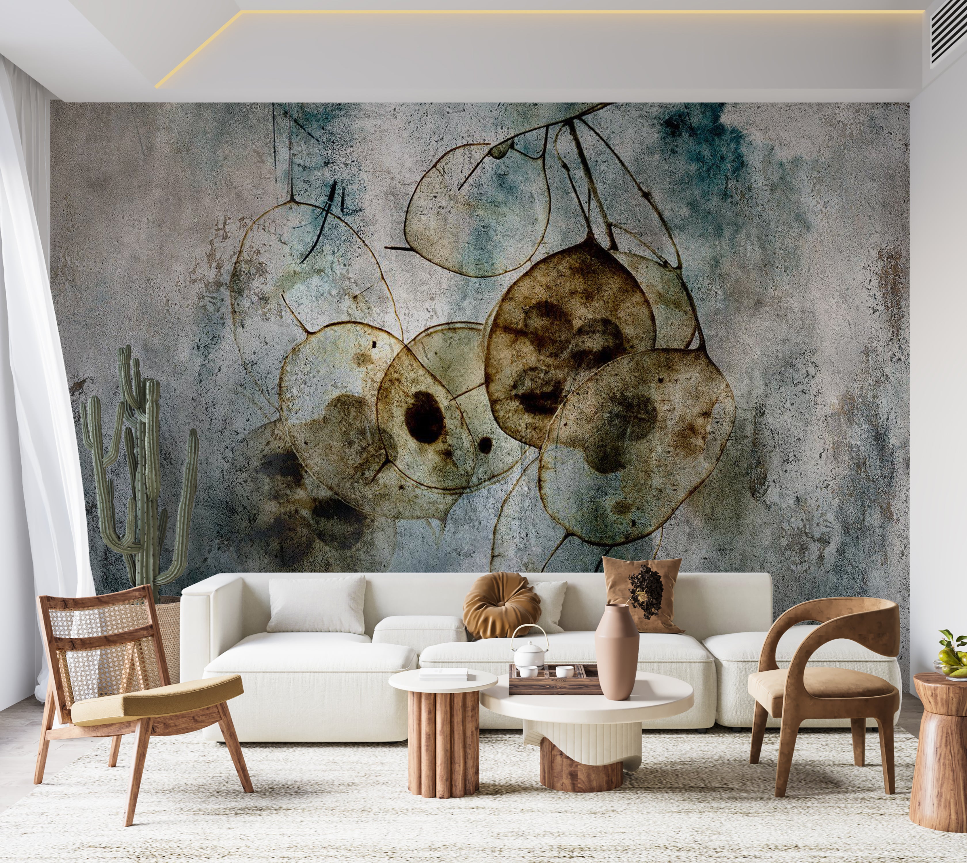 Abstract Wallpaper Wall Mural - Nature and Lunaria 39"Wx27"H / Standard