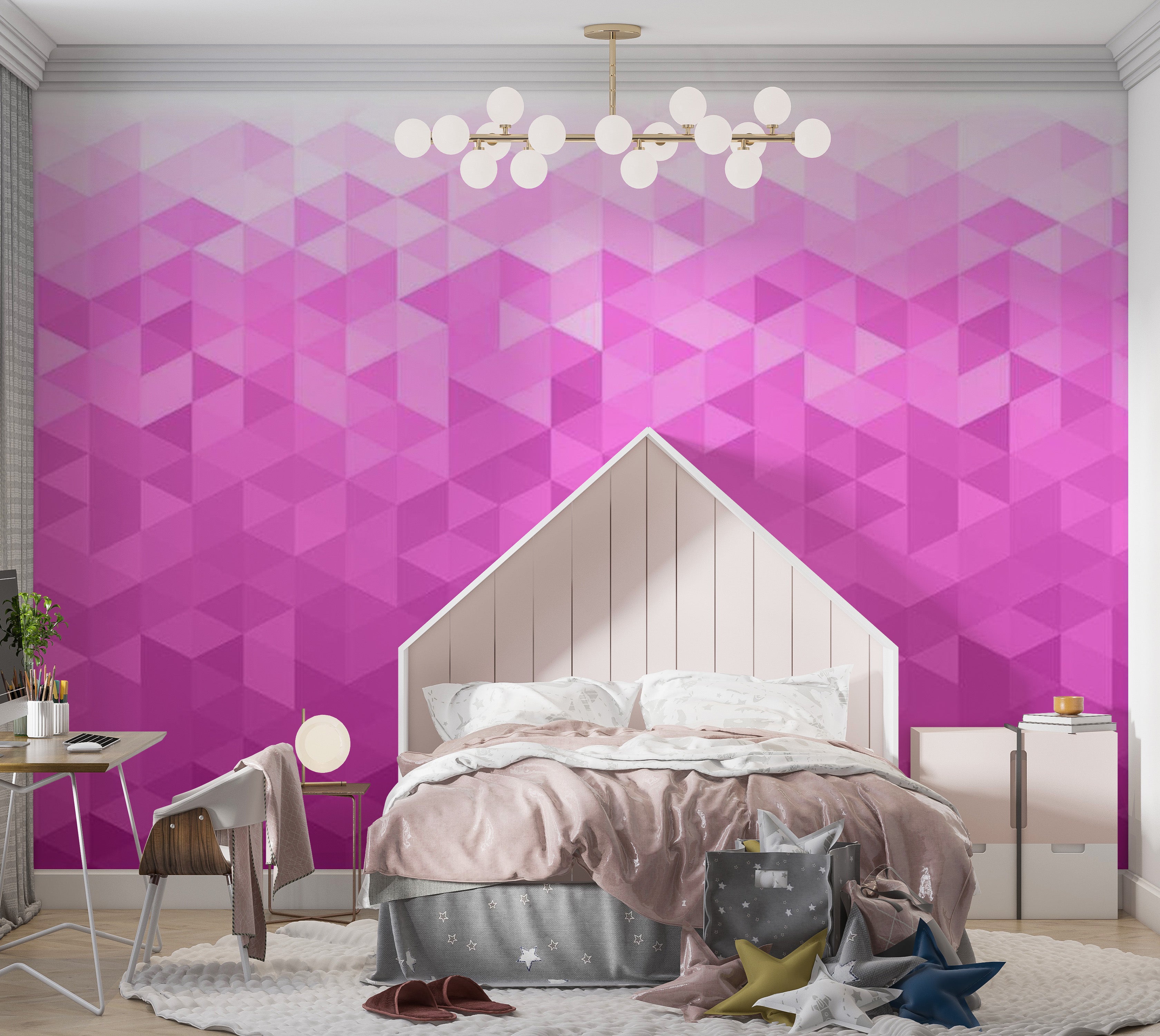 Abstract Wallpaper Wall Mural - Pink Pixel 39"Wx27"H