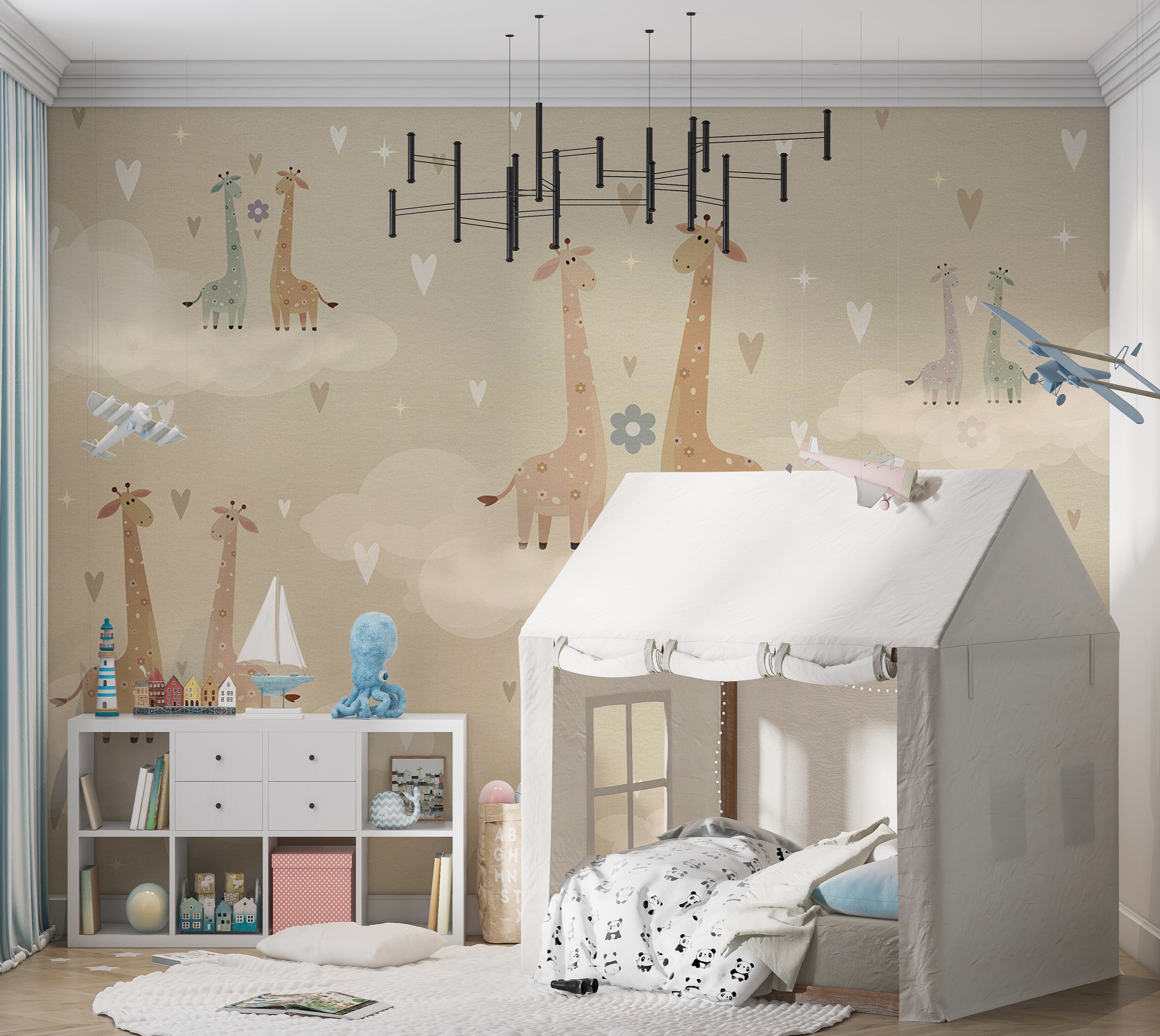 Kids Wallpaper Wall Mural - Giraffes in Love 39"Wx27"H / Standard