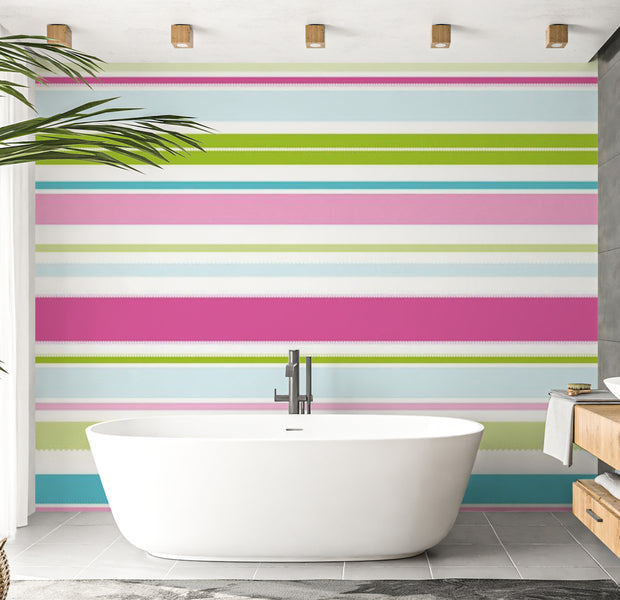 Abstract Wallpaper Wall Mural - Sweet Stripes 118"Wx90"H