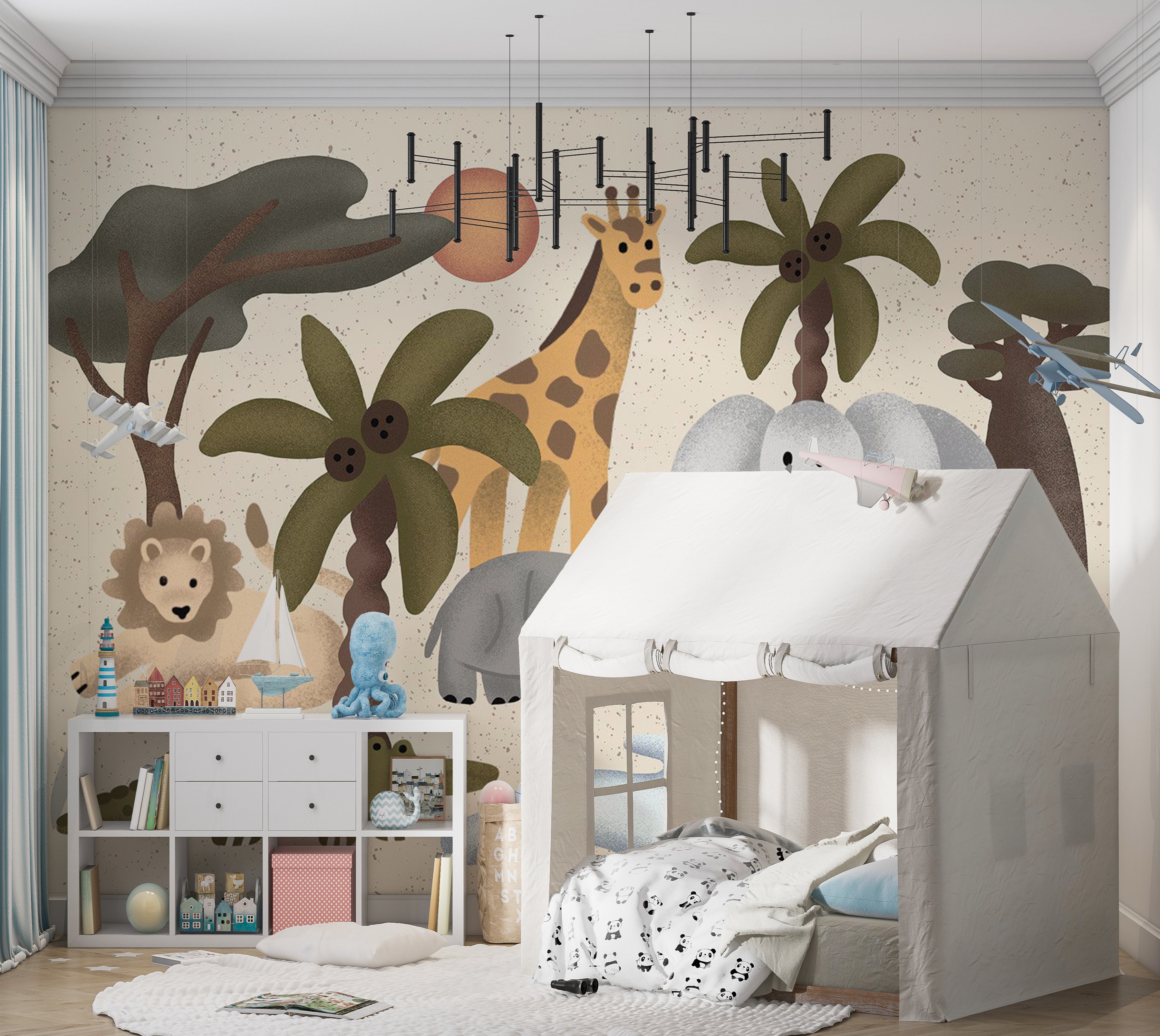 Kids Wallpaper Wall Mural - Jungle Animals 39"Wx27"H