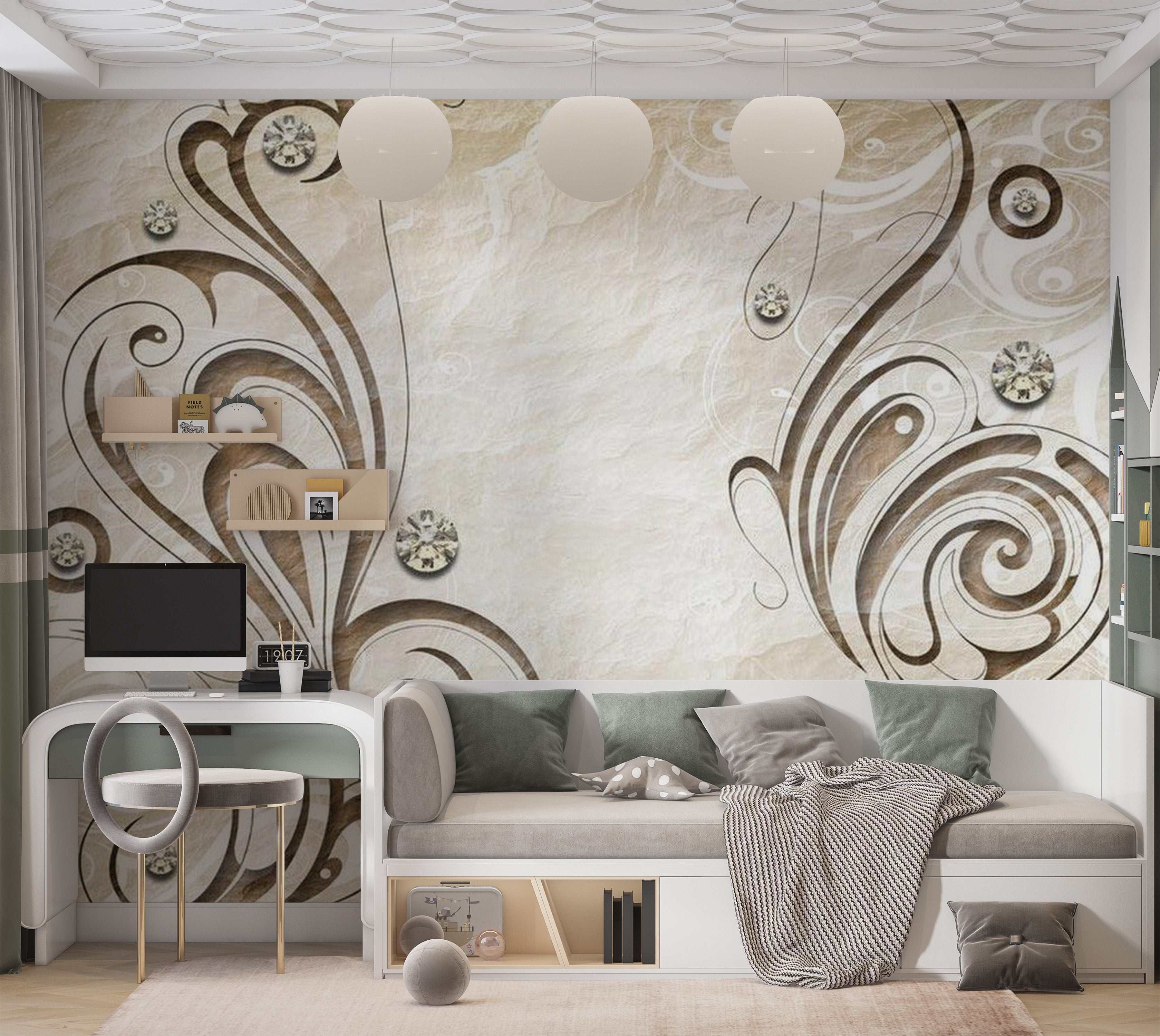 Background & Patterns Wallpaper Wall Mural - Stone Butterfly 39"Wx27"H