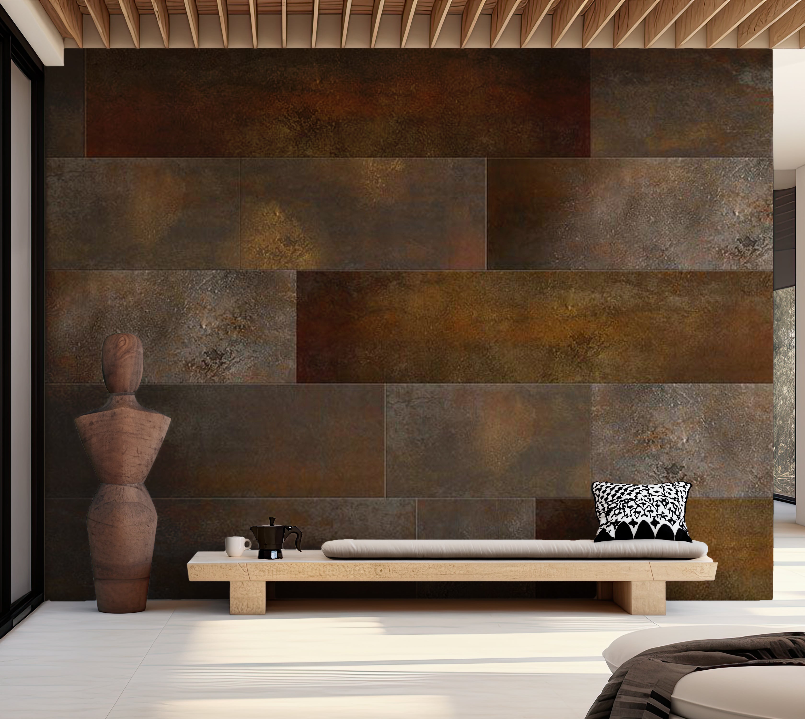 Peel & Stick Wall Mural - Brown Terracotta Tiles 38"Wx27"H