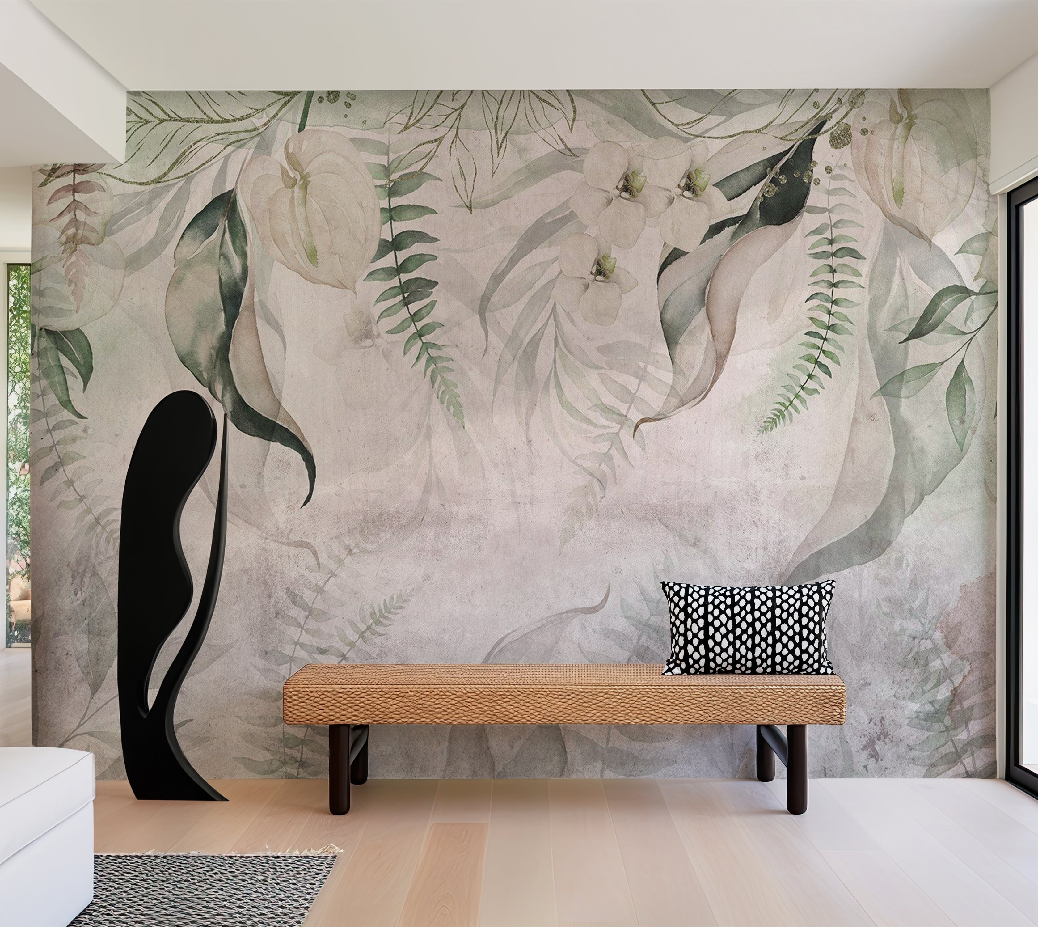 Botanical Wallpaper Wall Mural - Morning Exotic 39"Wx27"H / Standard