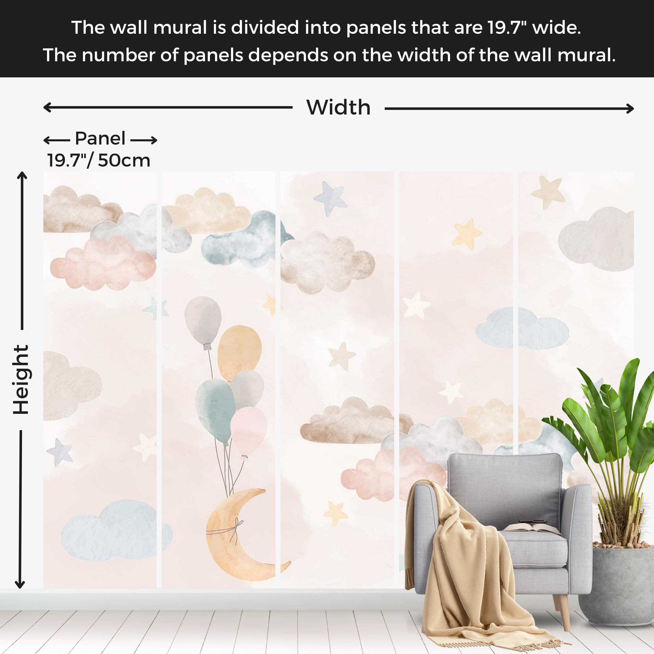 Kids Wallpaper Wall Mural - Fairy Tale Sky 39"Wx27"H / Standard