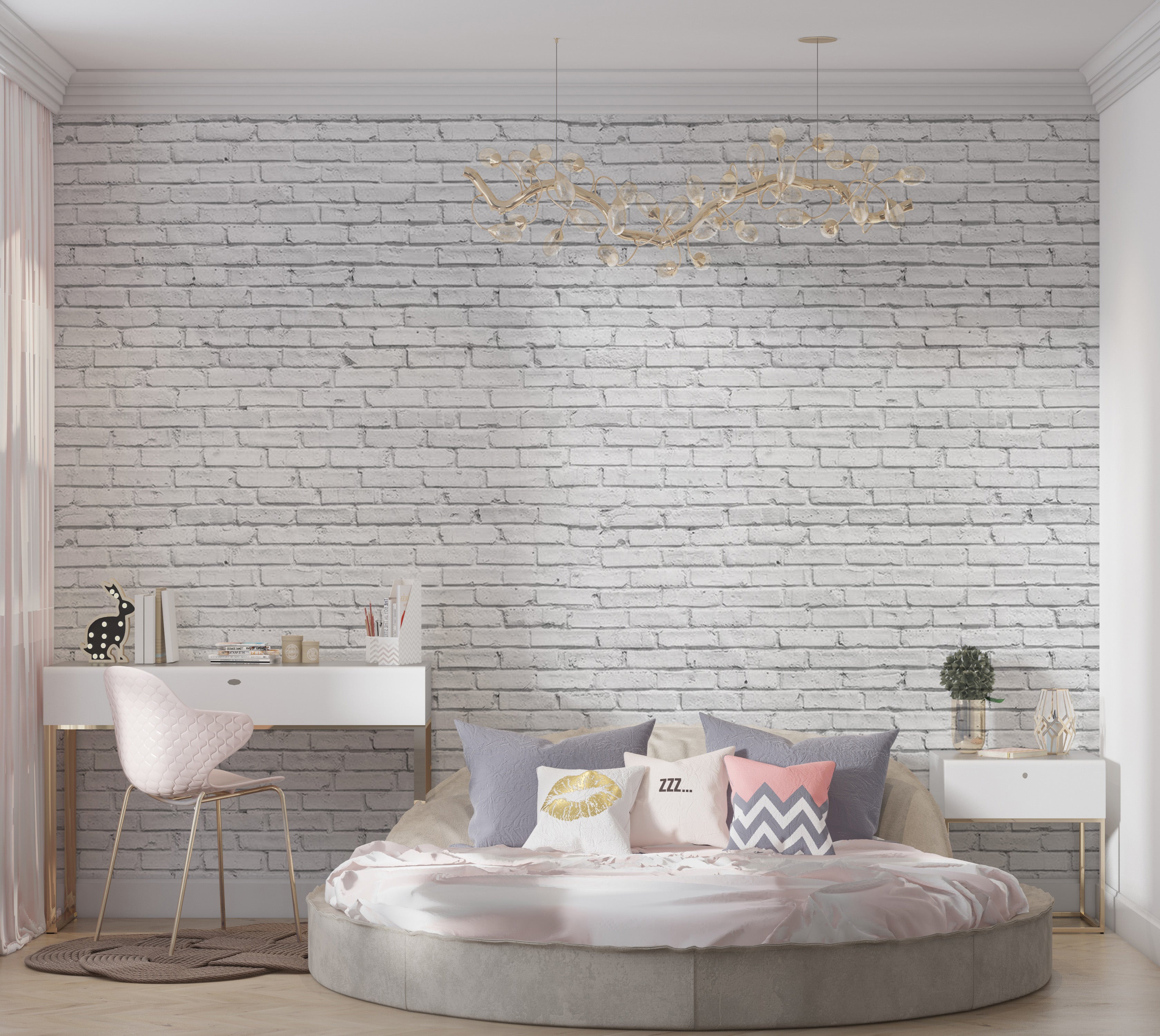 Background & Patterns Wallpaper Wall Mural - White Painted Brick Wall 39"Wx27"H