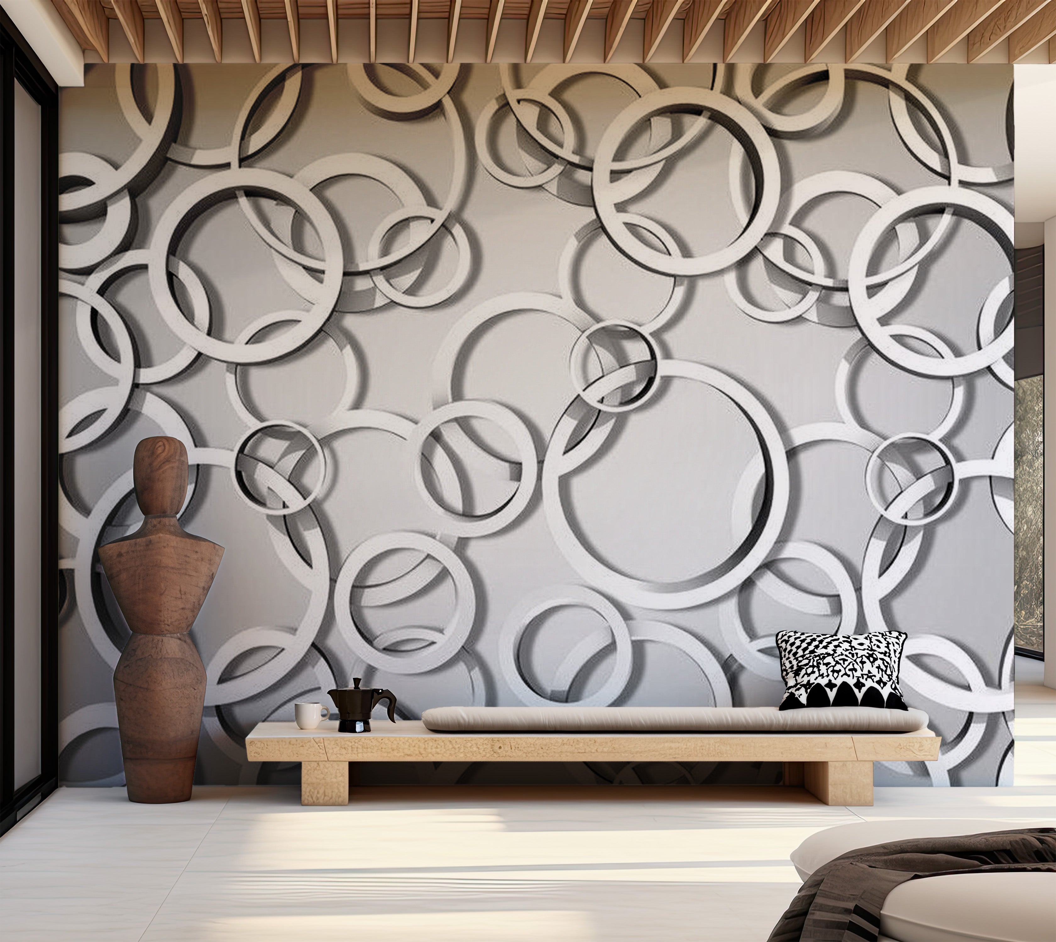 Abstract Wallpaper Wall Mural - Vicious Circles 39"Wx27"H