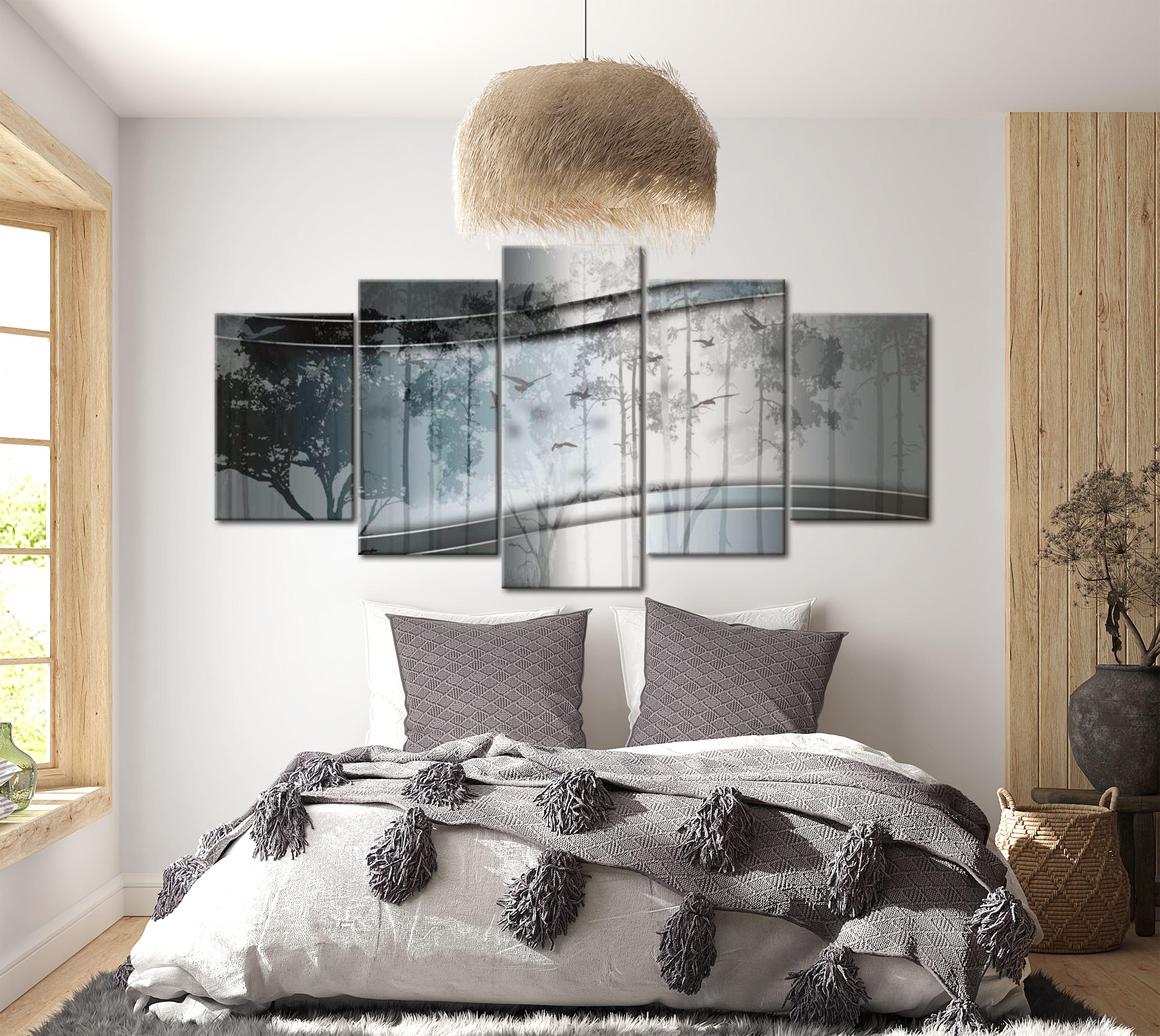 Abstract Canvas Wall Art - Forest Mists - 5 Pieces