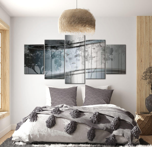 Abstract Canvas Wall Art - Forest Mists - 5 Pieces