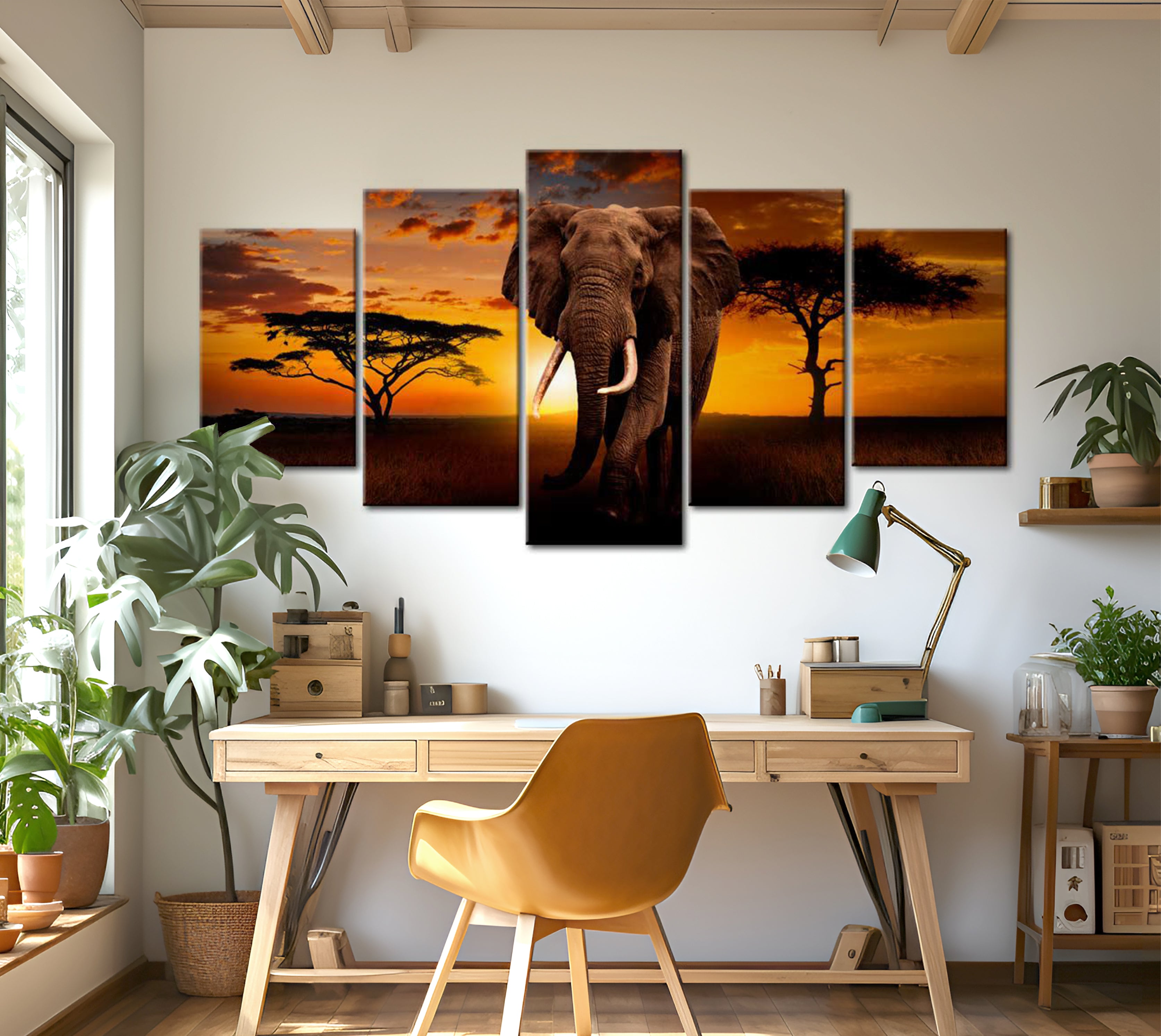 Stretched Canvas Landscape Art - The Savannah King 40"Wx20"H