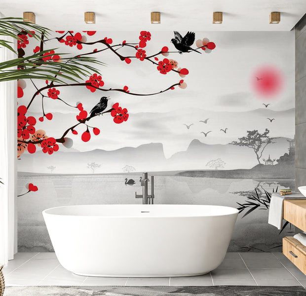 Peel & Stick Landscape Wall Mural - Japanese Garden 38"Wx27"H