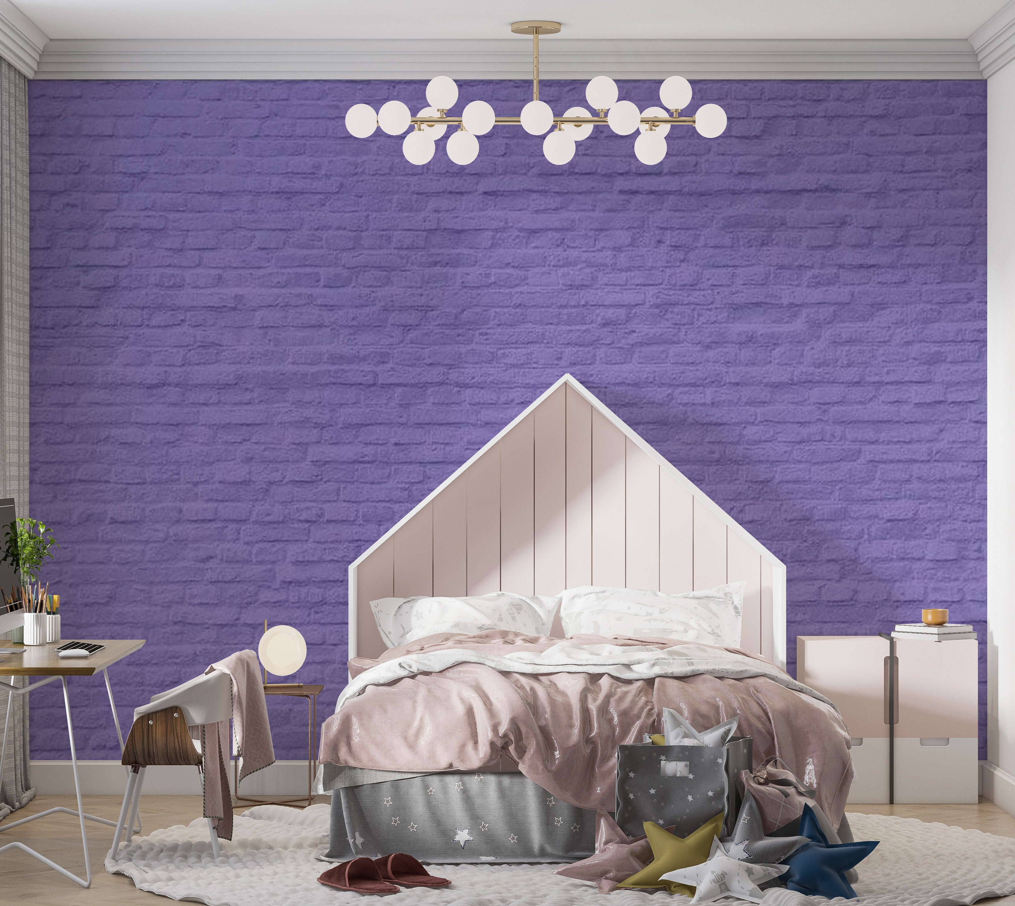 Background & Patterns Wallpaper Wall Mural - Purple Painted Brick Wall 39"Wx27"H