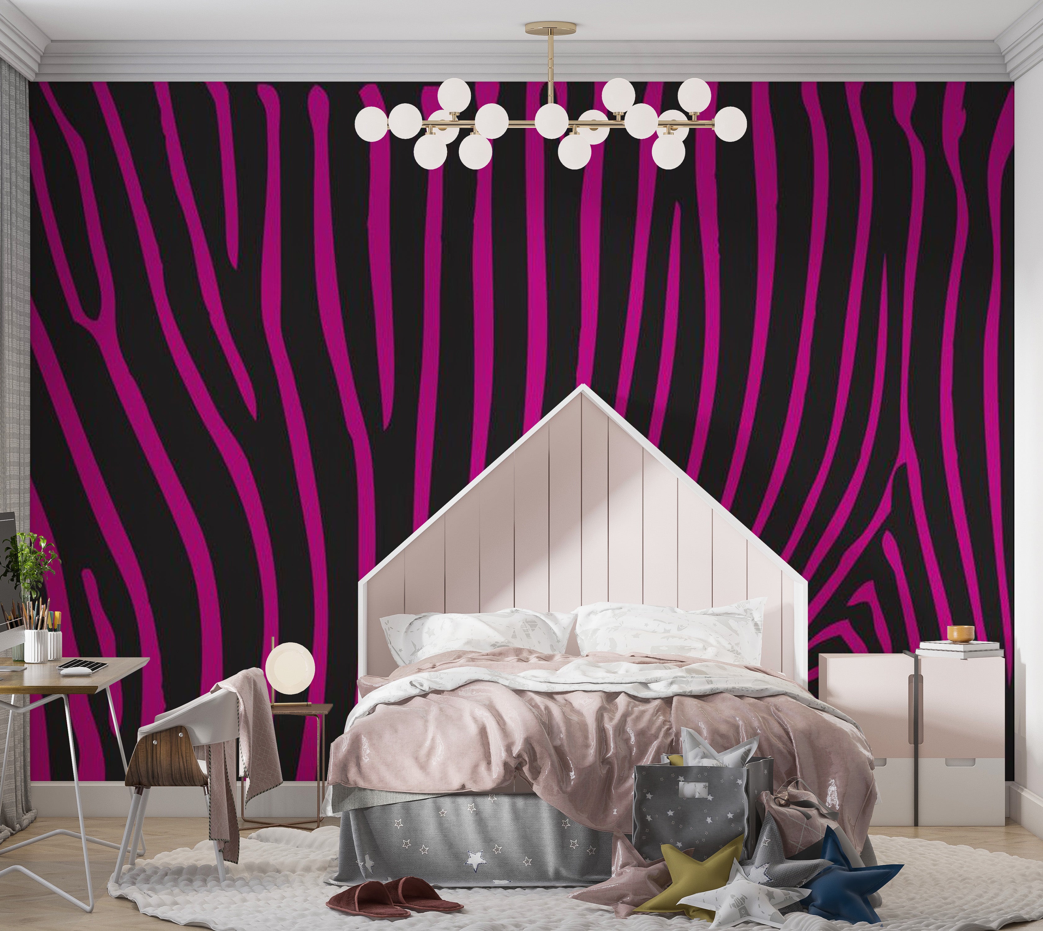 Abstract Wallpaper Wall Mural - Zebra Pattern Violet 118"Wx90"H