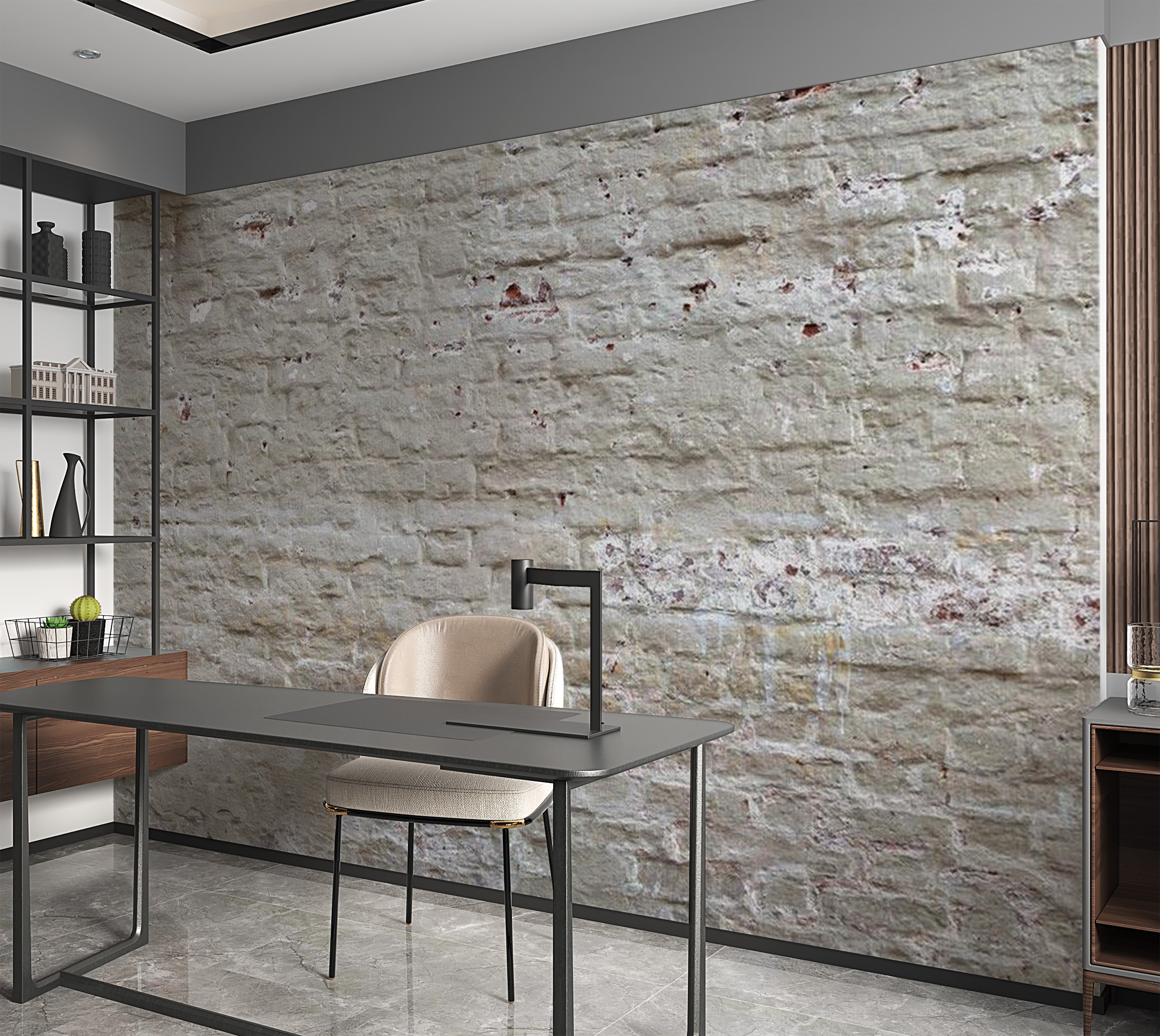 Background & Patterns Wallpaper Wall Mural - Beige Weathered Brick Wall 39"Wx27"H