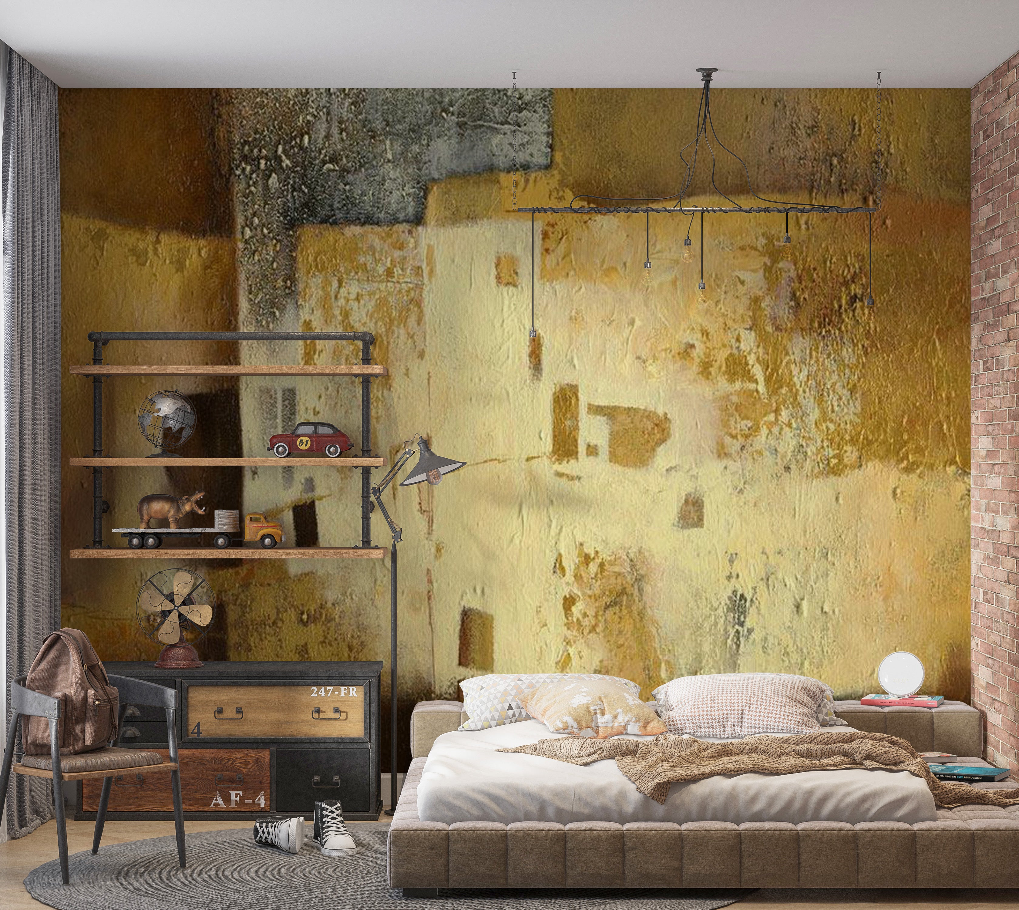 Abstract Wallpaper Wall Mural - Golden Oddity 39"Wx27"H