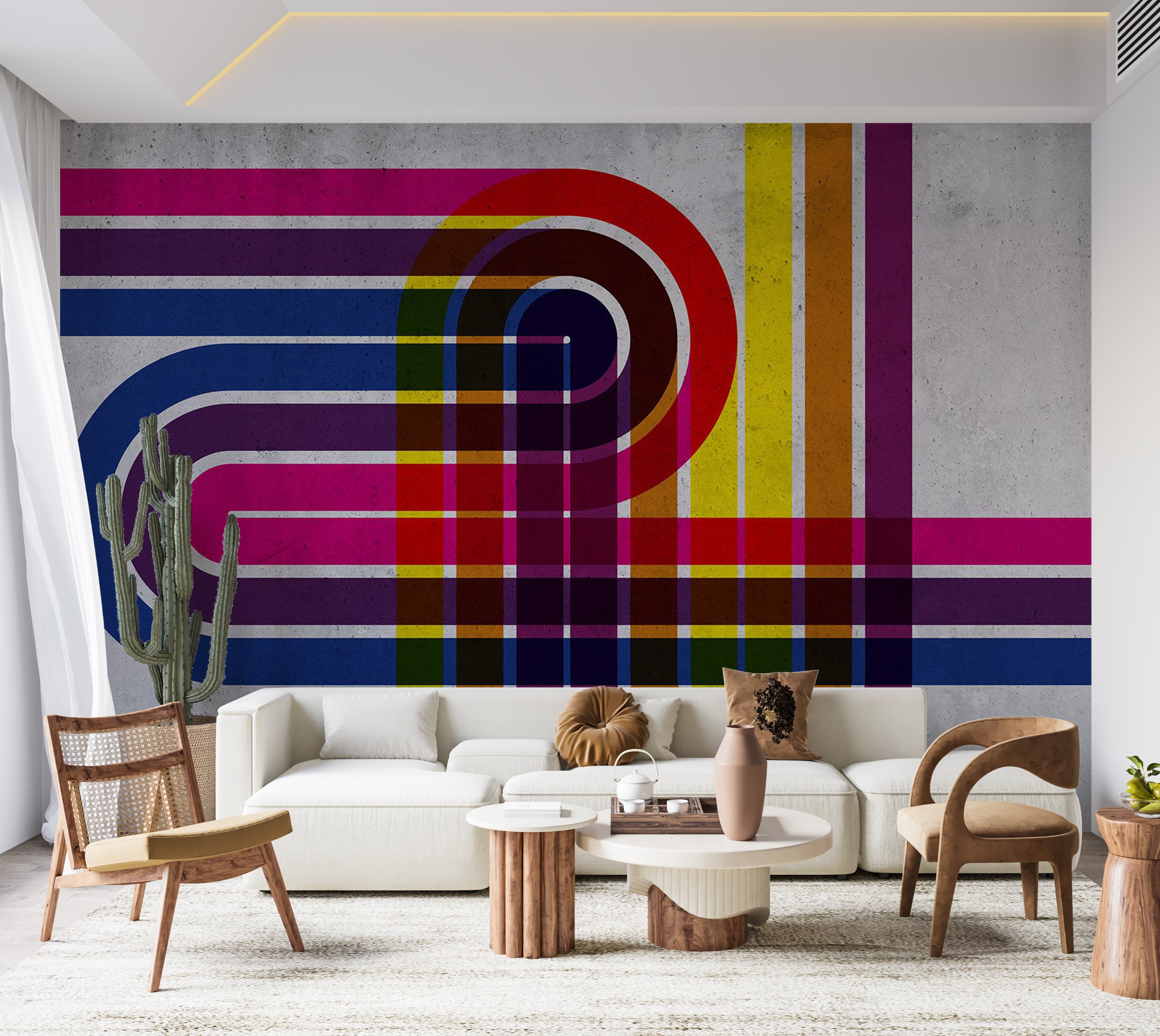 Abstract Wallpaper Wall Mural - Technicolor 39"Wx27"H / Standard