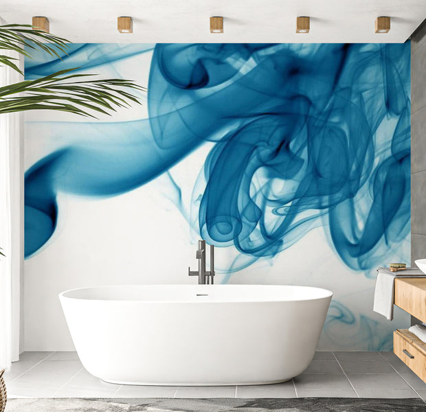 Abstract Wallpaper Wall Mural - Blue Smoke 118"Wx90"H