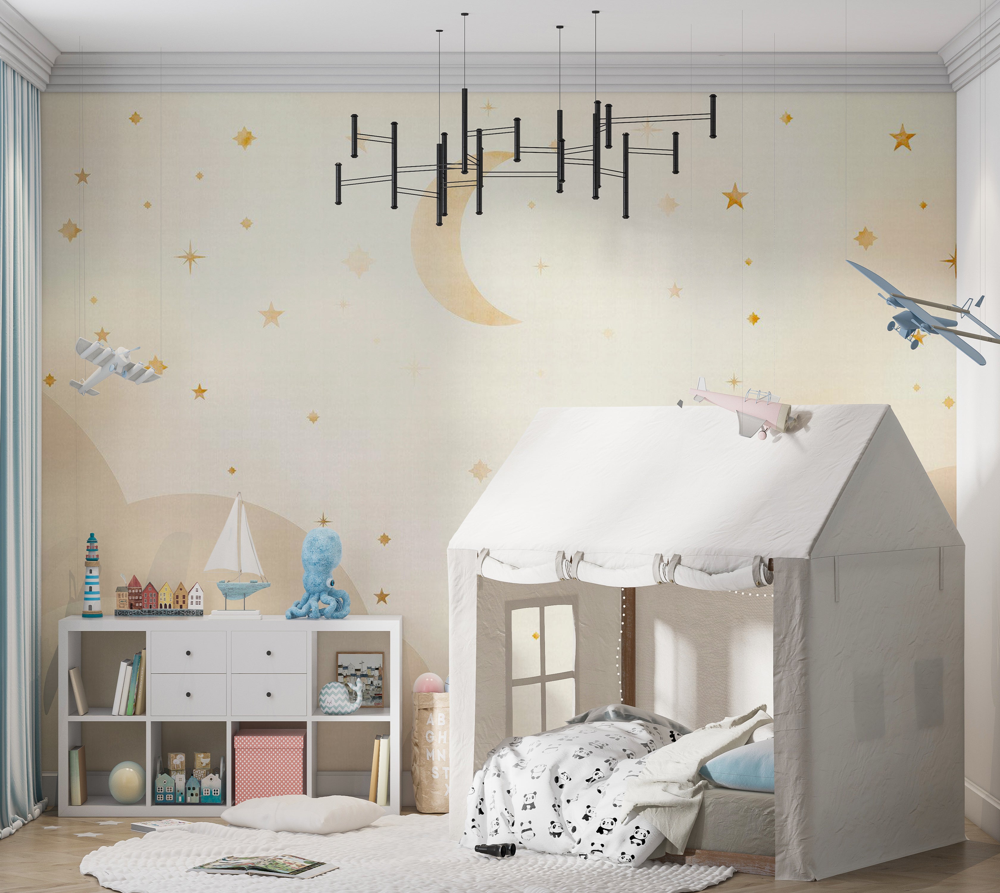 Kids Wallpaper Wall Mural - Starry Night 39"Wx27"H / Standard