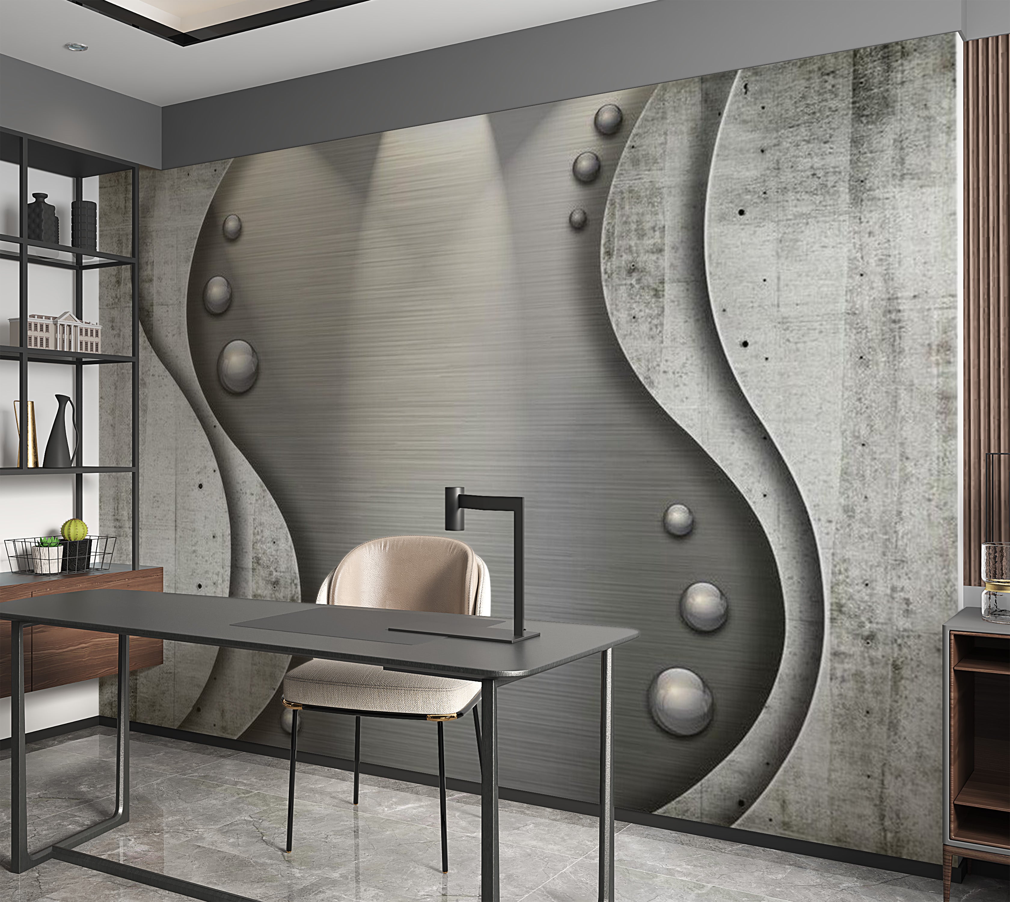 Background & Patterns Wallpaper Wall Mural - Concrete Metal Fantasy Wall 39"Wx27"H