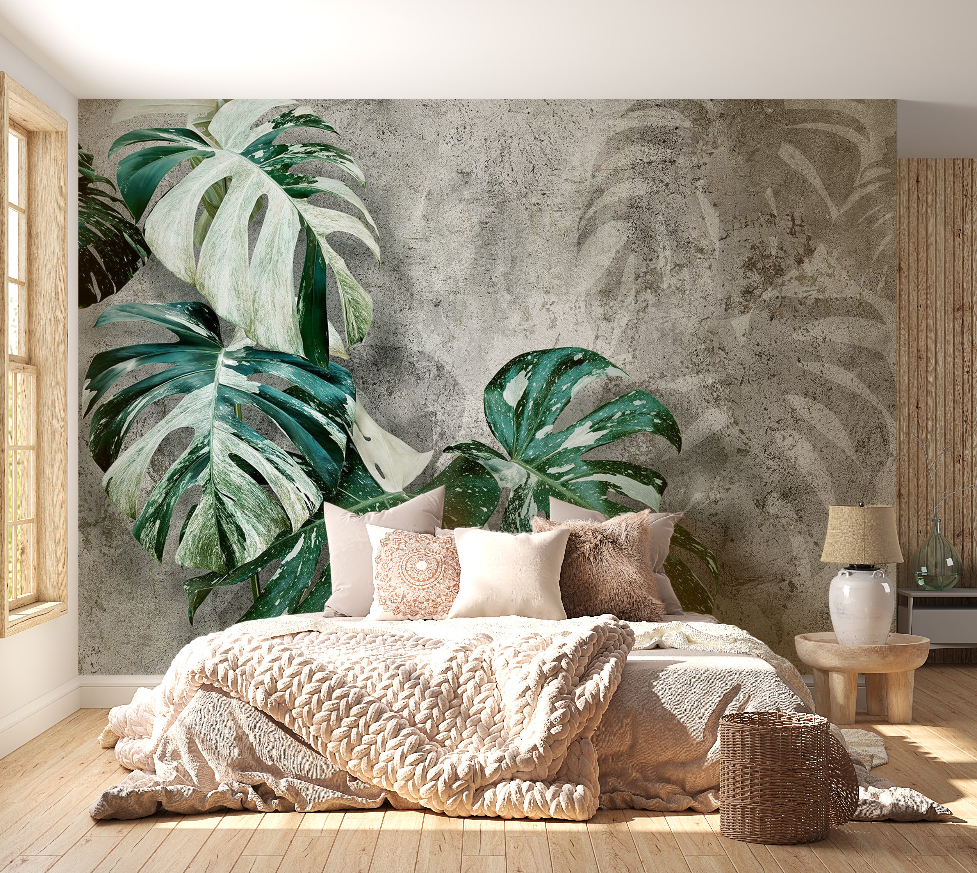 Botanical Wallpaper Wall Mural - Modern Monstera 39"Wx27"H / Standard