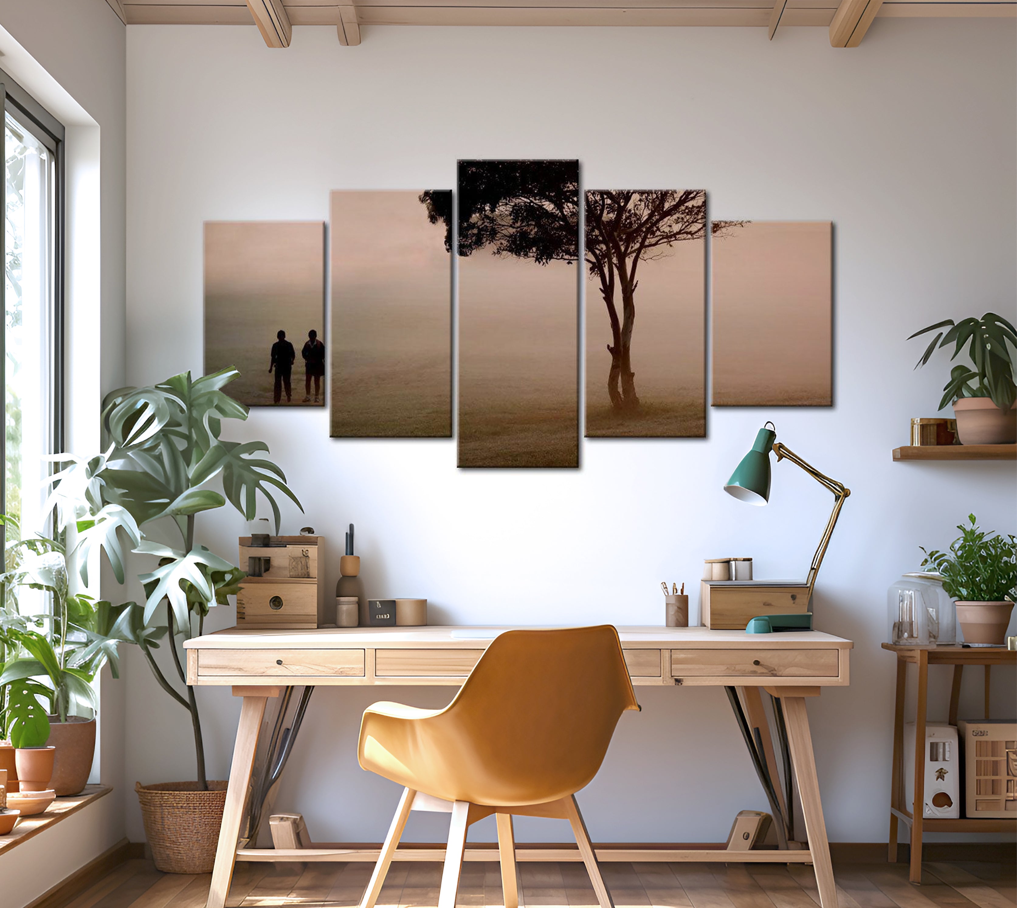 Stretched Canvas Landscape Art - A Walk In The Fogg 40"Wx20"H