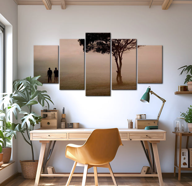 Stretched Canvas Landscape Art - A Walk In The Fogg 40"Wx20"H